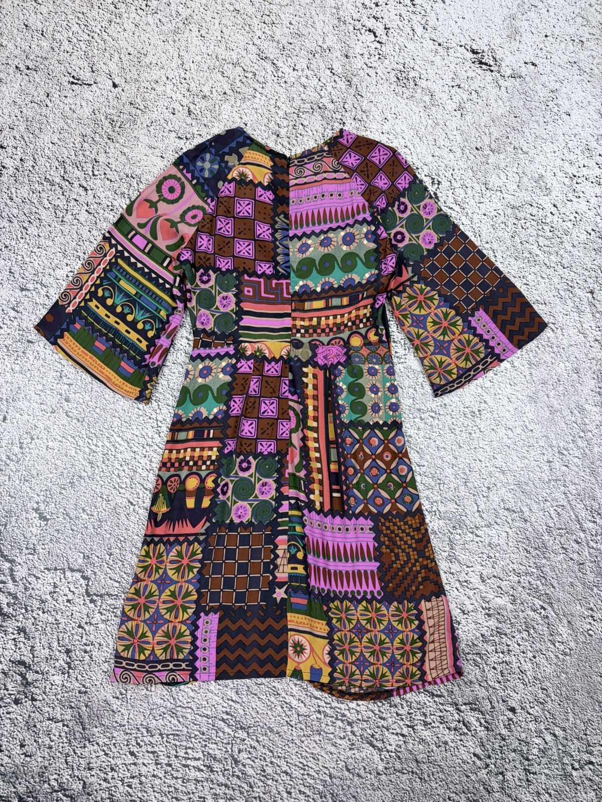 Jean Paul Gaultier NWT Desigual Boho Patchwork Style Bell Sleeve Mini Dress Size S / US 4 / IT 40 - 10 Thumbnail