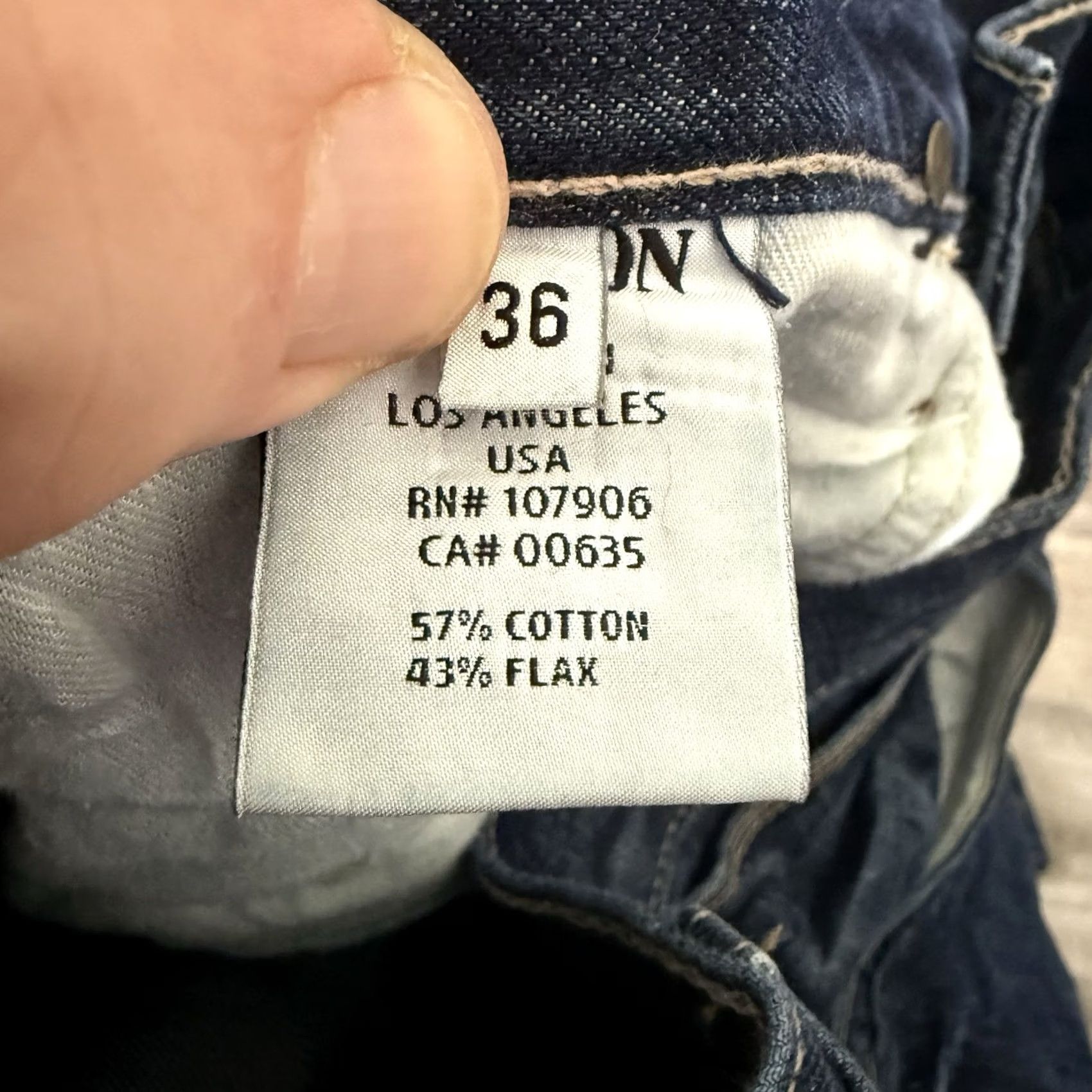 Hudson HUDSON Byron Straight Jeans Mens 36 Blue Cotton Flax Blend Button-Fly Distressed Size US 36 / EU 52 - 6 Thumbnail
