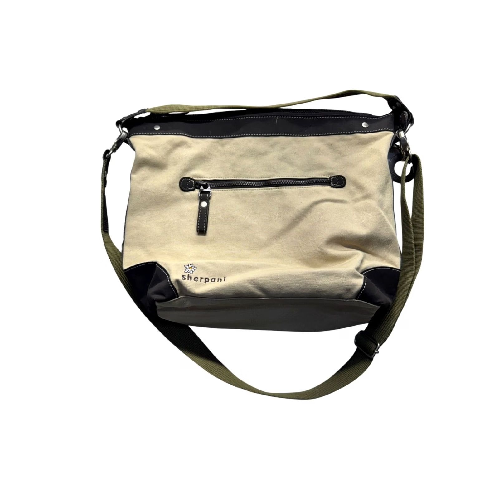 Vintage Sherpani Tote Bag Women's 14 Beige Canvas Leather Exterior Zip Closure Tree Bird Design Adjustable Strap Size ONE SIZE - 2 Thumbnail
