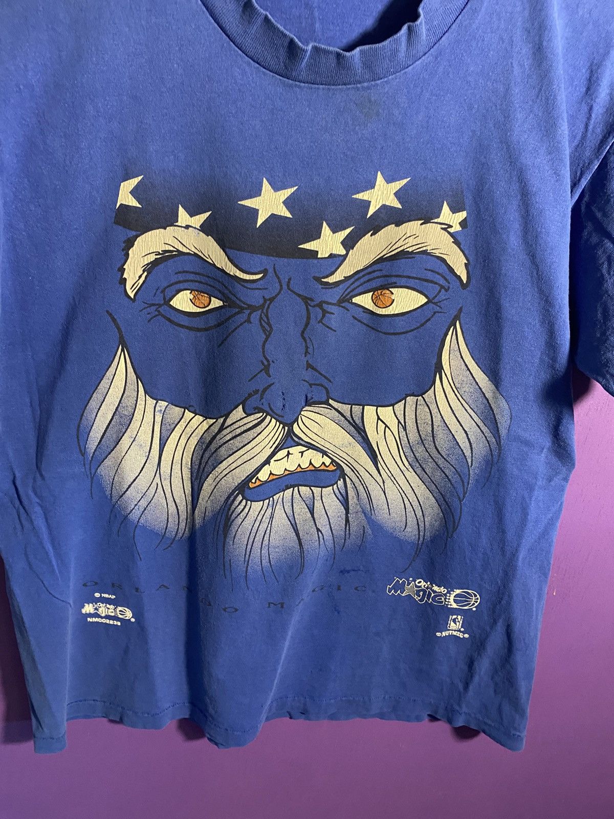 NBA × Nutmeg × Vintage Vintage 90s Nutmeg Orlando Magic wizard face t-shirt Size US L / EU 52-54 / 3 - 3 Thumbnail