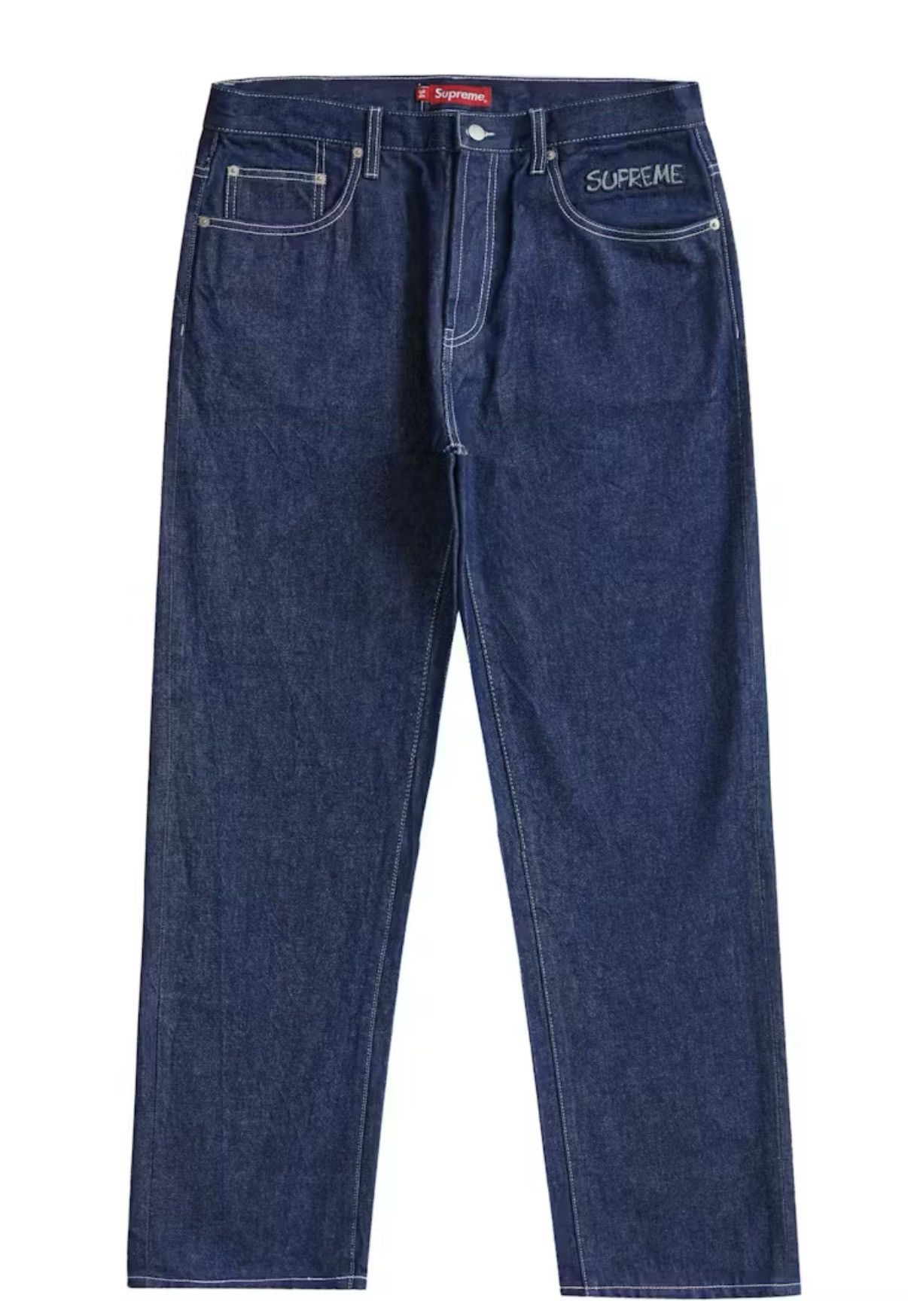Supreme Supreme Checks Embroidered Denim Jeans | Grailed