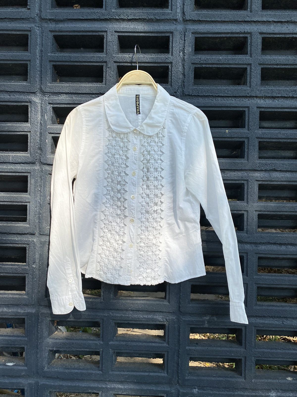 image of Frapbois Lace Button Line Blouse Shirt in Black, Women's (Size XS)