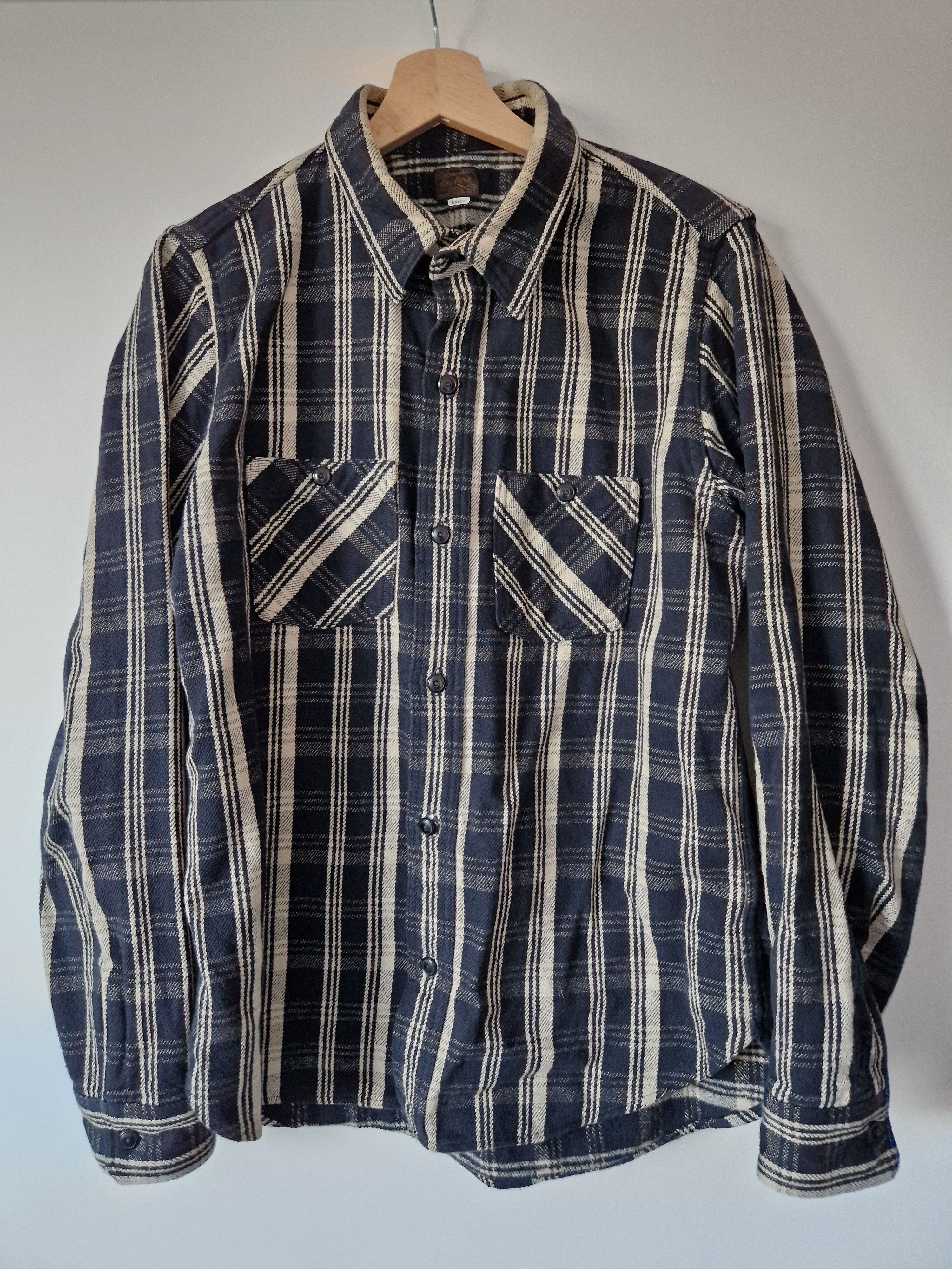 image of Deluxe Japan Deluxeware Flannel Shirt in Black/Cream, Men's (Size Small)