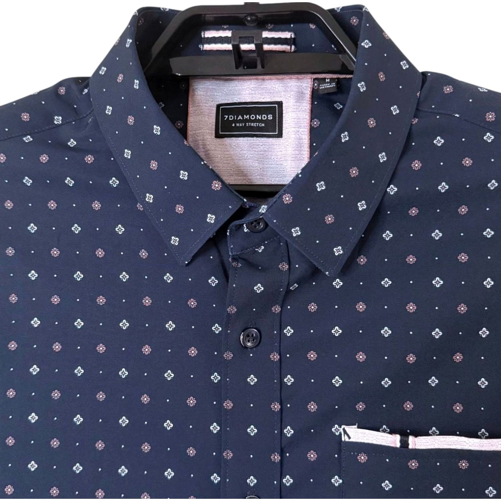 Vintage VINTAGE 7Diamonds Button-Up Shirt Blue Geometric 4-Way Stretch Mens Medium Size US M / EU 48-50 / 2 - 6 Thumbnail