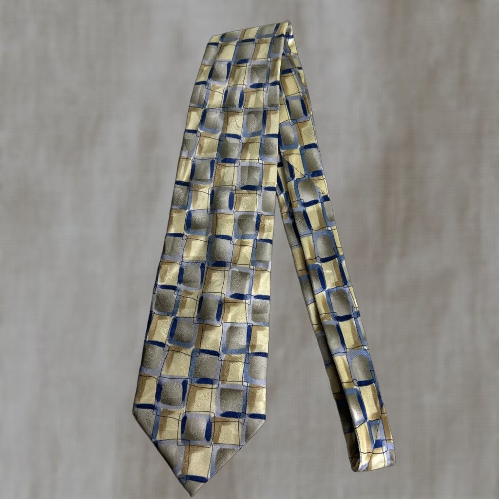 Vintage J. Garcia Thirty Seven Blue Yellow Necktie 58" x 3.5" Tie Mens Size ONE SIZE - 1 Thumbnail