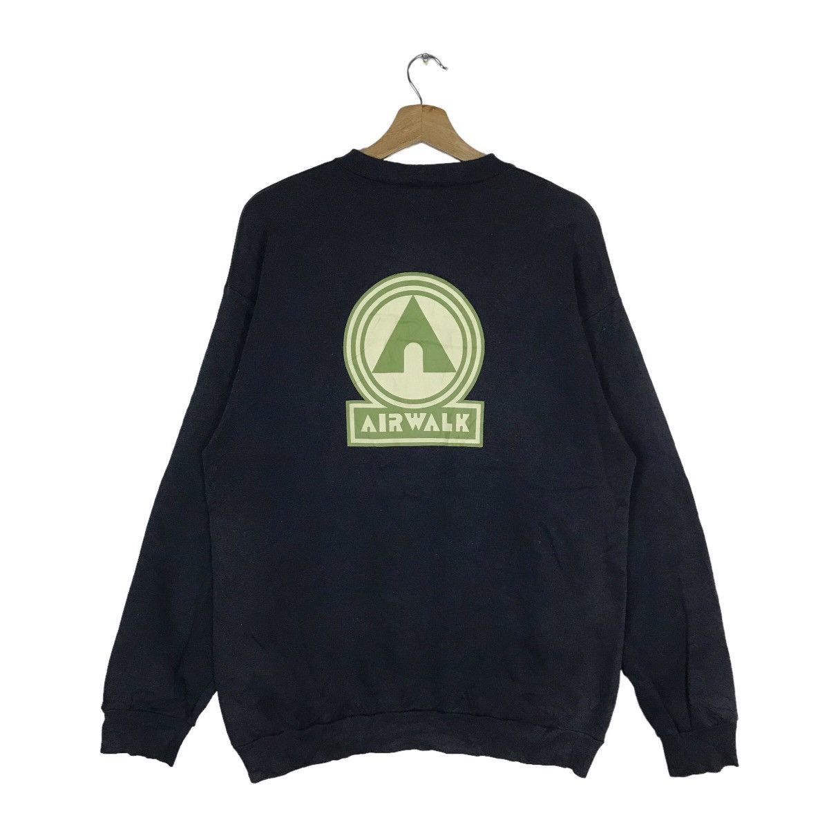 image of Vintage Airwalk Big And Small Logo Pullover Jumper in Black, Men's (Size Medium)