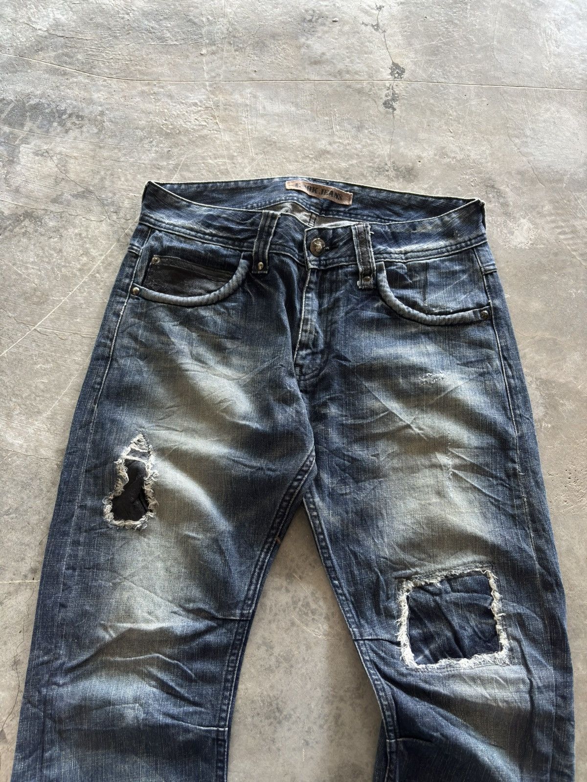 Cook Jeans × Hysteric Glamour × Japanese Brand COOK JEANS CURVE STACK JEANS DISTRESSED JAPANESE PUNK ROCKER Size US 32 / EU 48 - 2 Thumbnail