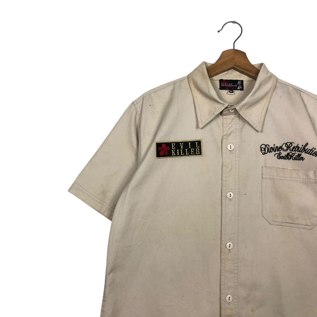 Hysteric Glamour 🔥VINTAGE WORK SHIRT BOWLING BUTTON UPS DIVINE RETRIBUTION Size US XL / EU 56 / 4 - 9 Thumbnail
