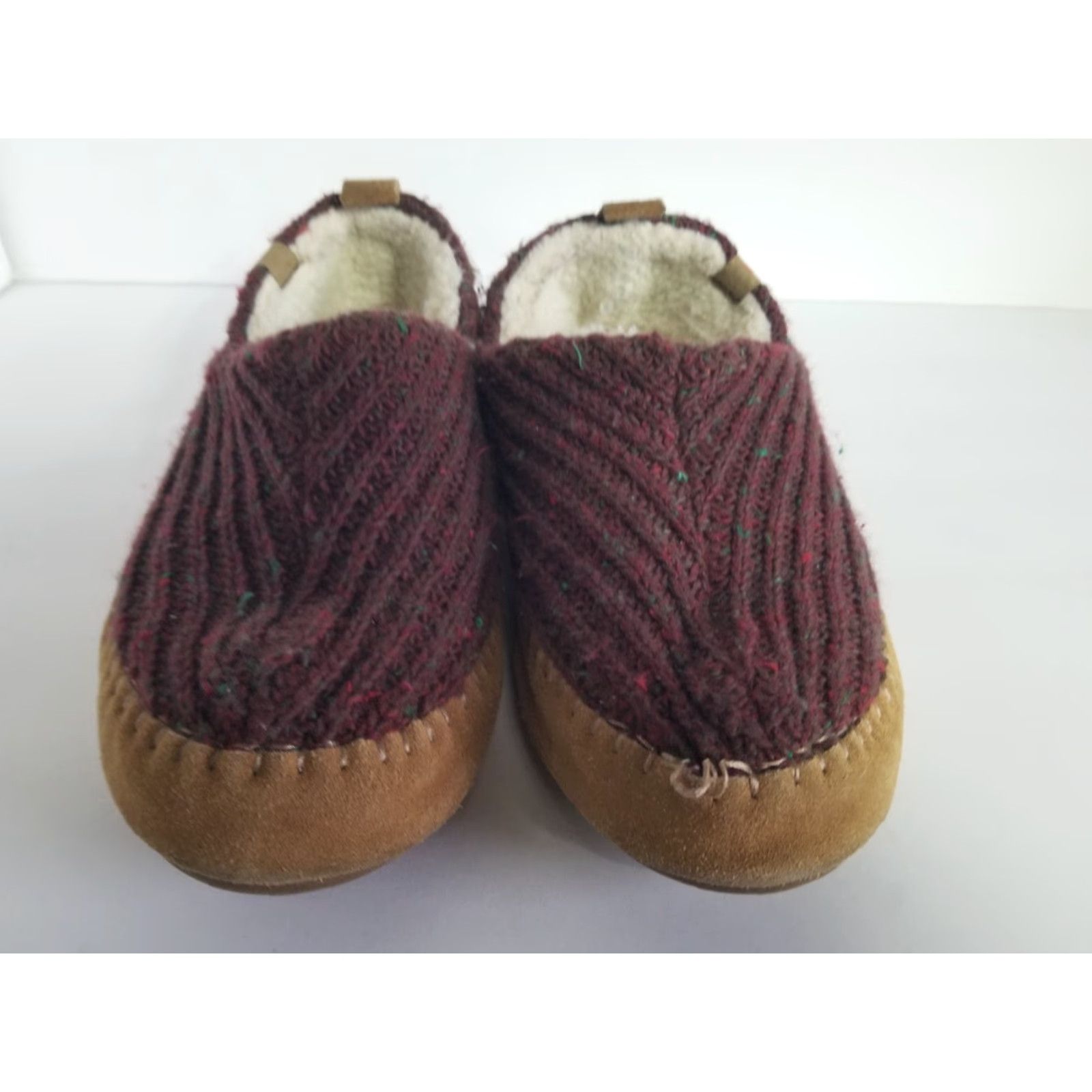 Vintage Acorn Camden Slippers Women 8-9 M Burgundy Purple Knit Faux Fur Slipper Slip-On Casual Womens Shoes Size ONE SIZE - 6 Thumbnail