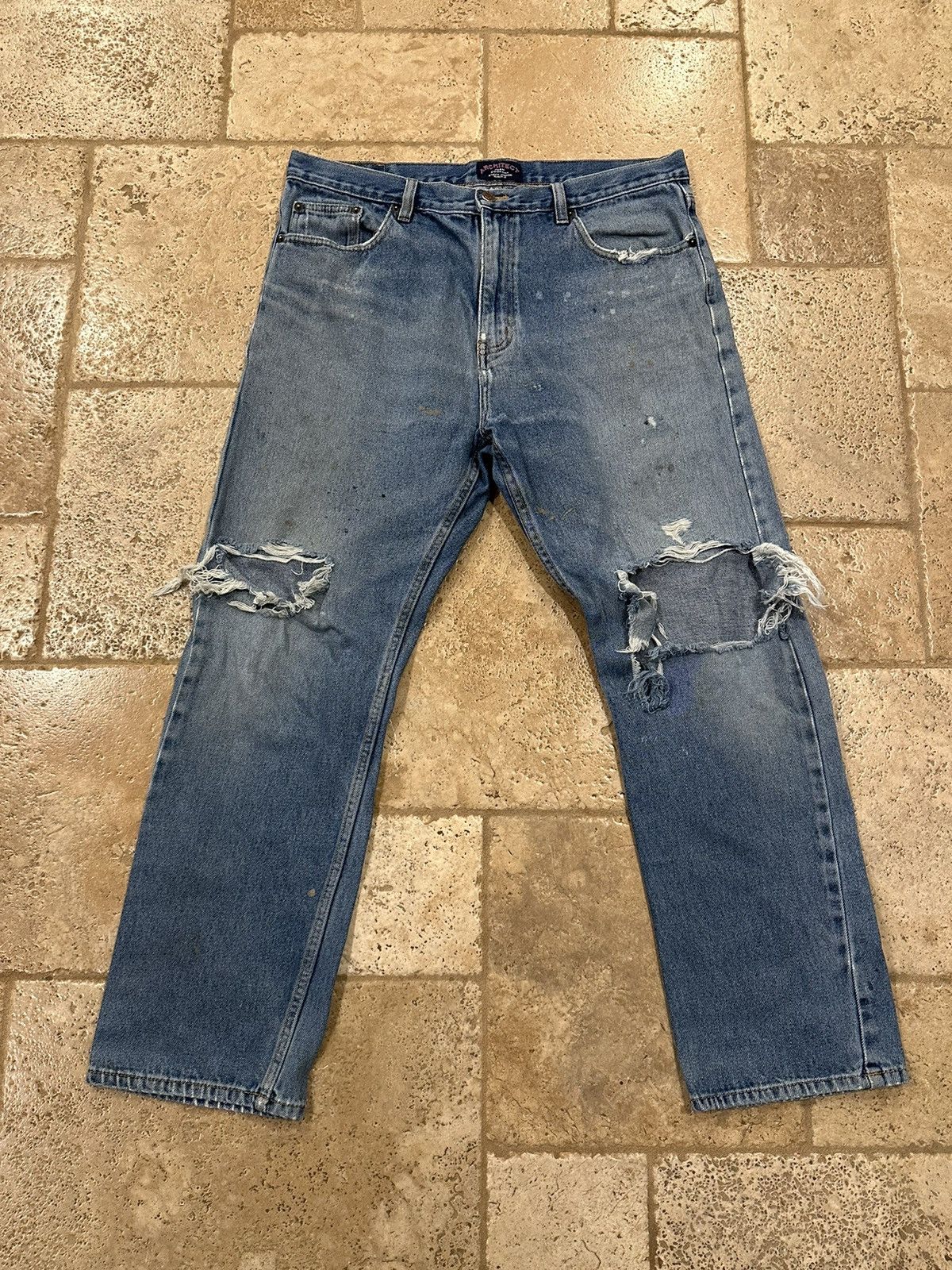 Architect × Vintage Vintage Architect Distressed Stone Paint Denim Blue Jeans Size US 36 / EU 52 - 5 Thumbnail