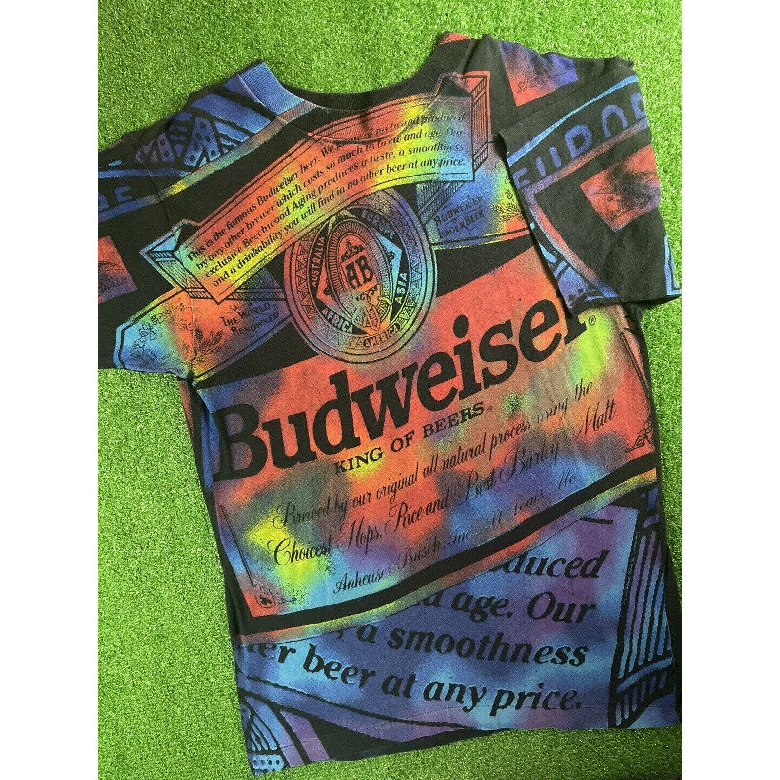 Vintage 90s Budweiser All Over Print AOP Large Shirt USA