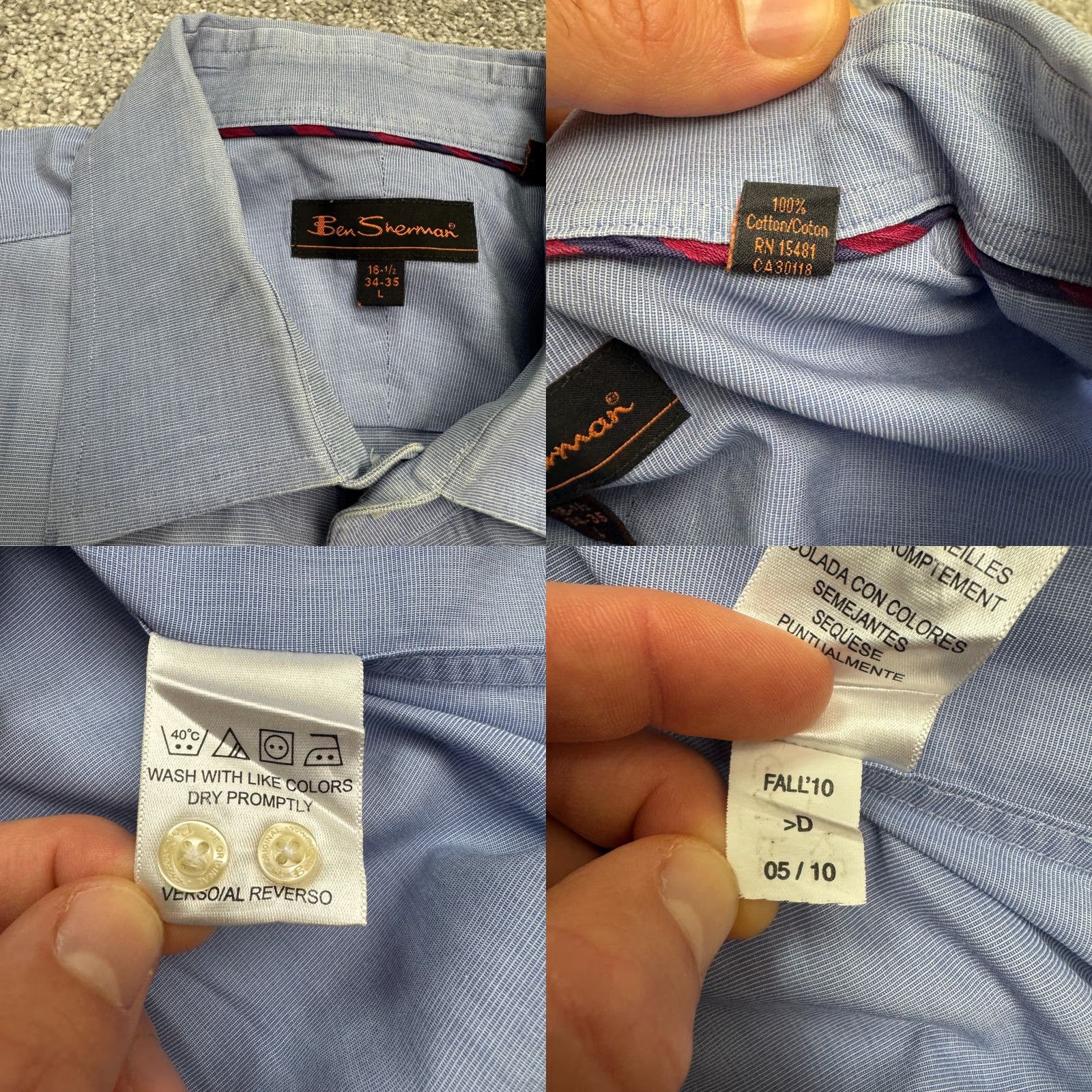Ben Sherman Ben Sherman Dress Shirt Mens 16.5 34/35 Blue Cotton Button Down Classic Workwear Size 42R - 8 Thumbnail