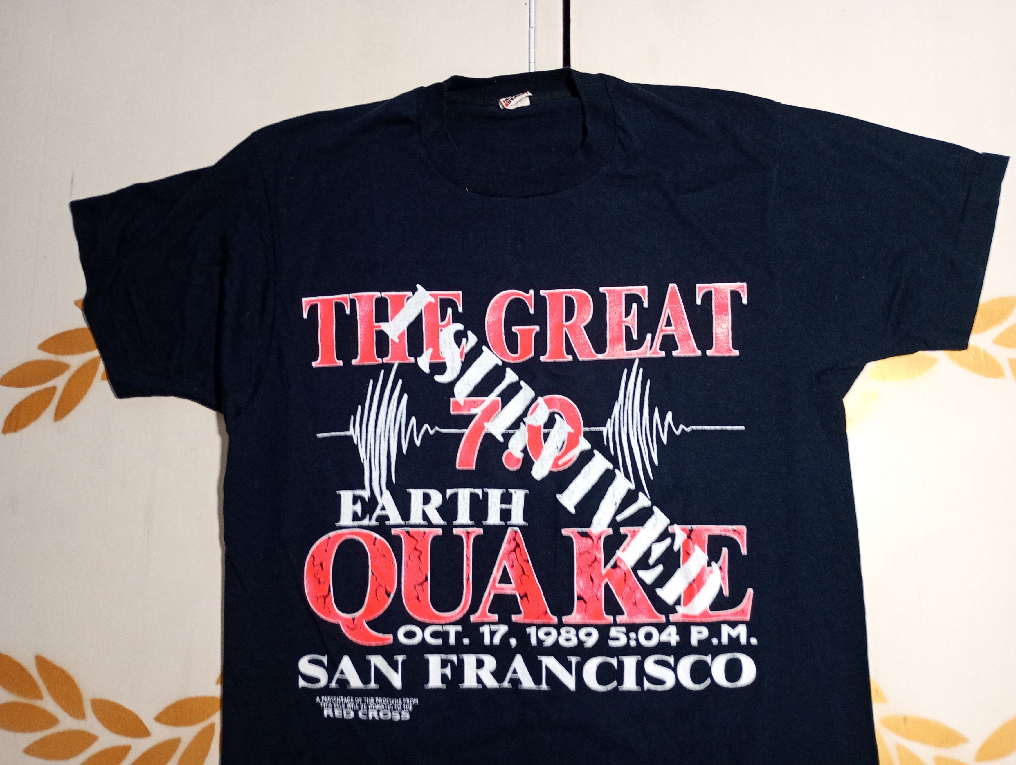 Vintage The Great 7.0 EarthQuake 7.oct.1989 Screen Stars T-Shirt Size US L / EU 52-54 / 3 - 4 Thumbnail