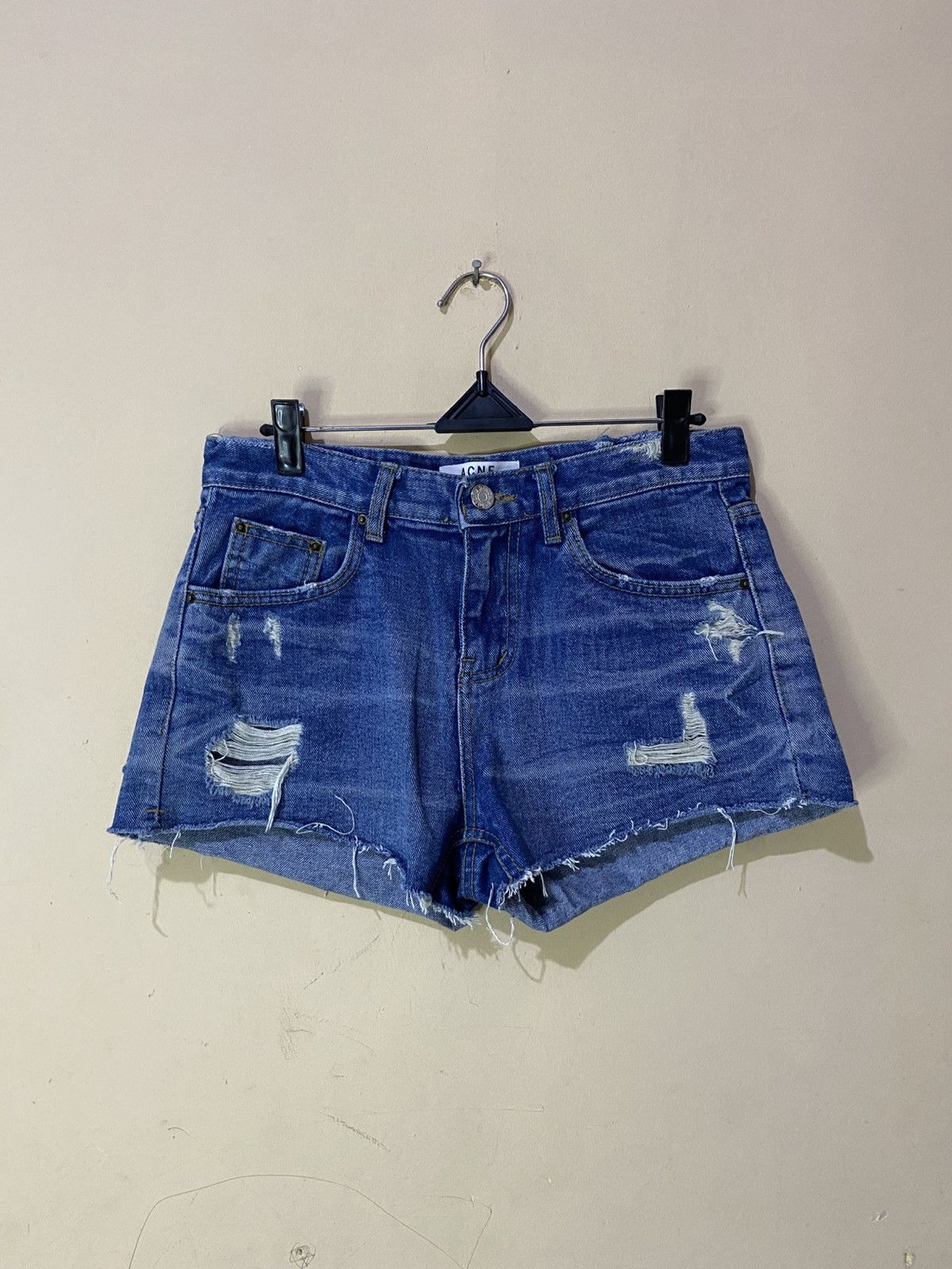 Acne Studios Bliss Merci Paw13 Distressed Short Denim