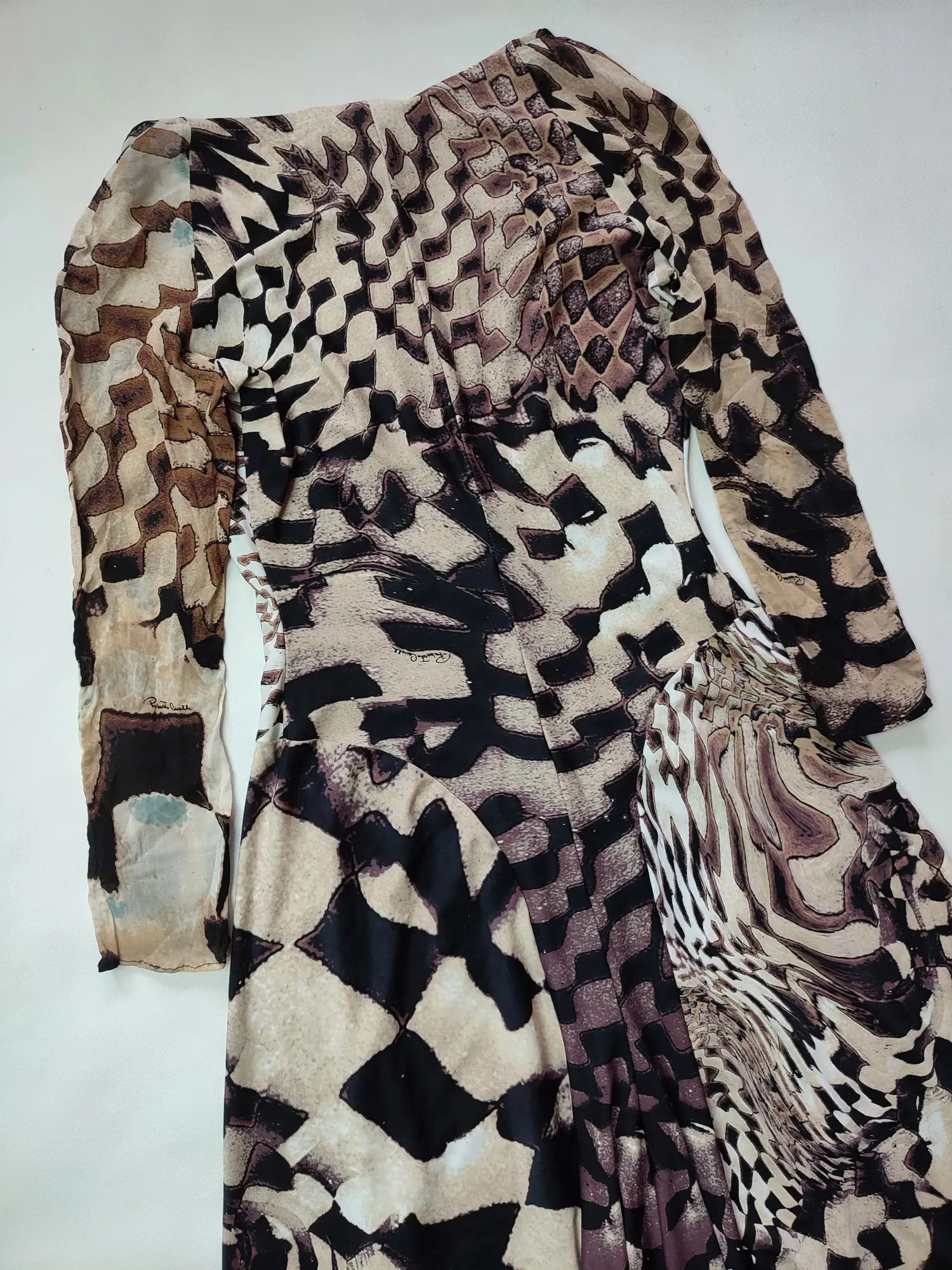 Roberto Cavalli Vintage Roberto Cavalli 2003 Silk Dress Psychodelic Runway Size S / US 4 / IT 40 - 7 Thumbnail