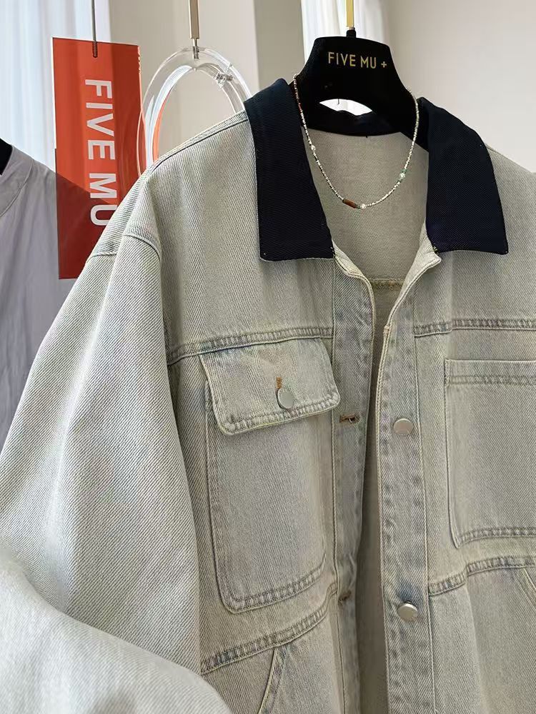 Vintage Contrast-Collar Washed Denim Jacket Size US L / EU 52-54 / 3 - 2 Thumbnail