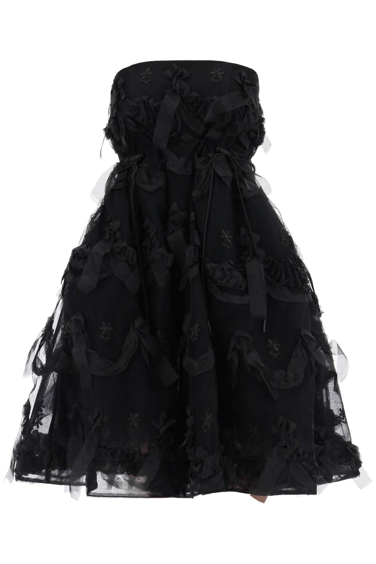 image of Simone Rocha Tulle Dress With Bows And Embroidery in Nero, Women's (Size XS)