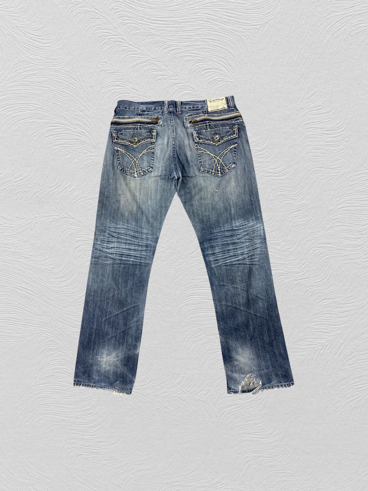 If Six Was Nine Distressed Blue Vintage Oririn 37x31.5 Denim- JN3640 Size US 37 - 2 Thumbnail