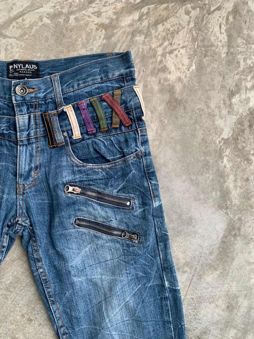 Designer × Japanese Brand Double Waist Crazy Lightning Wash Jeans Size US 32 / EU 48 - 4 Thumbnail