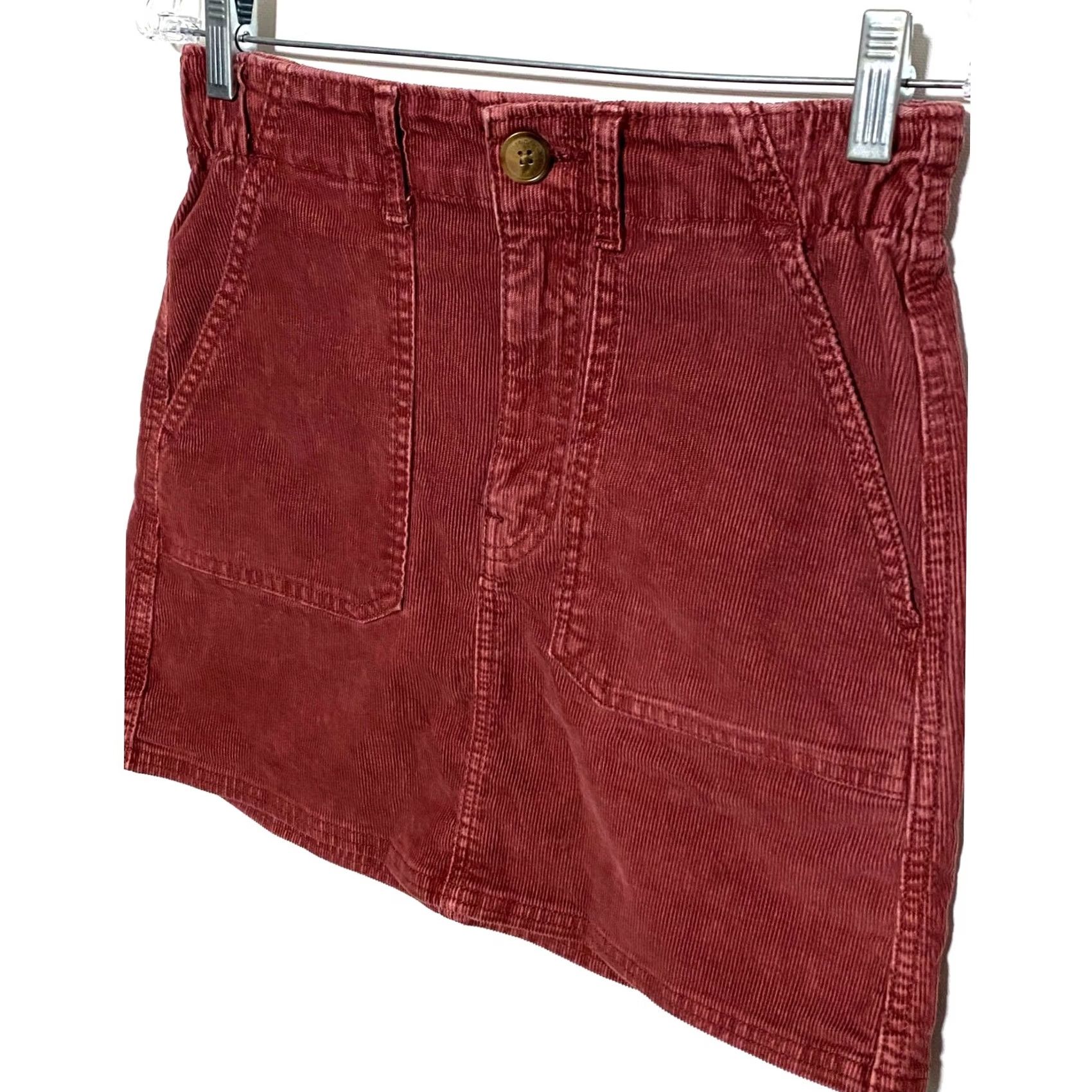 American Eagle Outfitters VINTAGE American Eagle Corduroy Utility A Line Mini Skirt 0R Super Stretch Preppy Y2K Womens Skirt Red Light Jackets not allowed Size 25" / US 0 / IT 36 - 3 Thumbnail