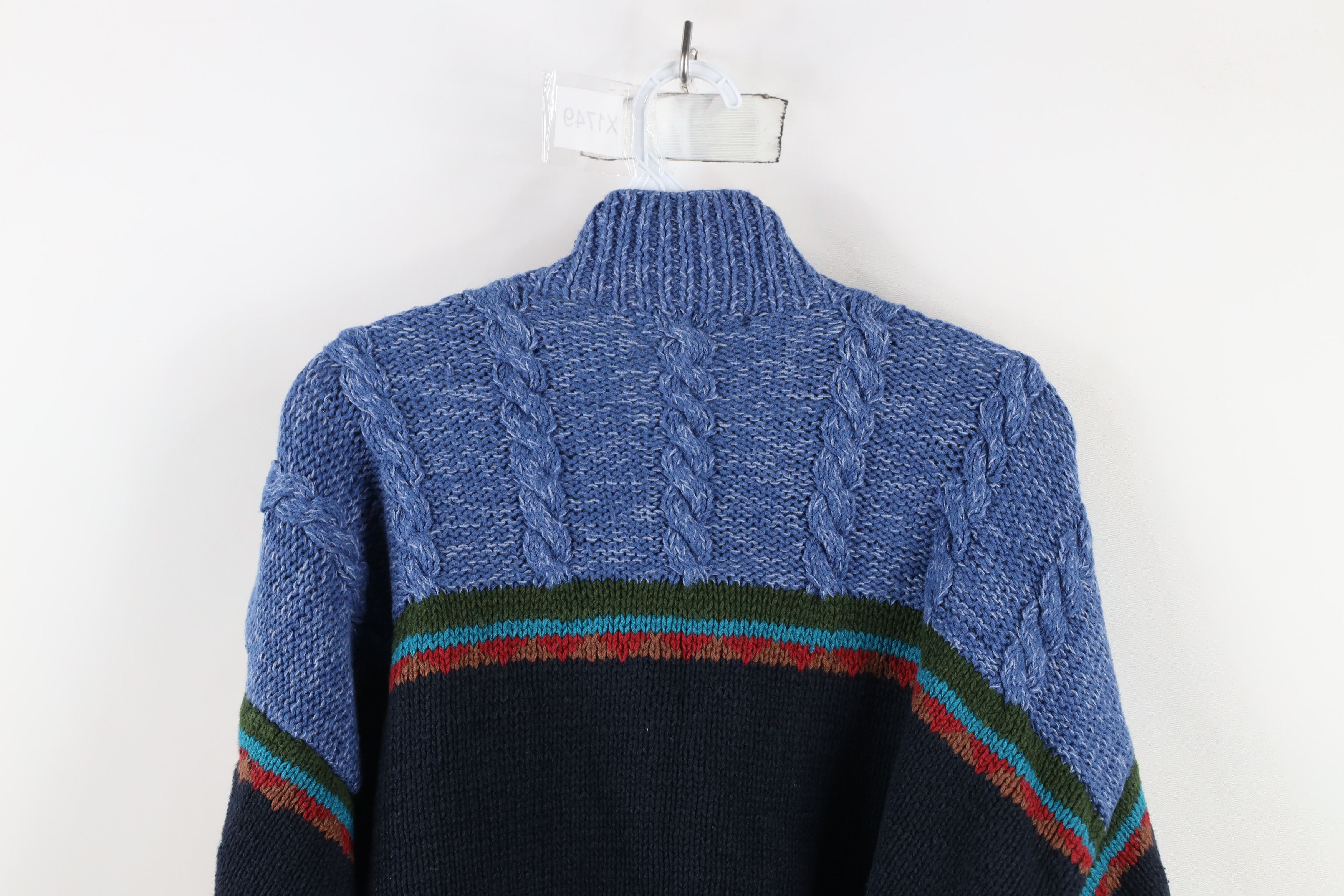 Vintage Vintage 90s Streetwear Rainbow Cable Knit Cardigan Sweater Size XL / US 12-14 / IT 48-50 - 10 Thumbnail
