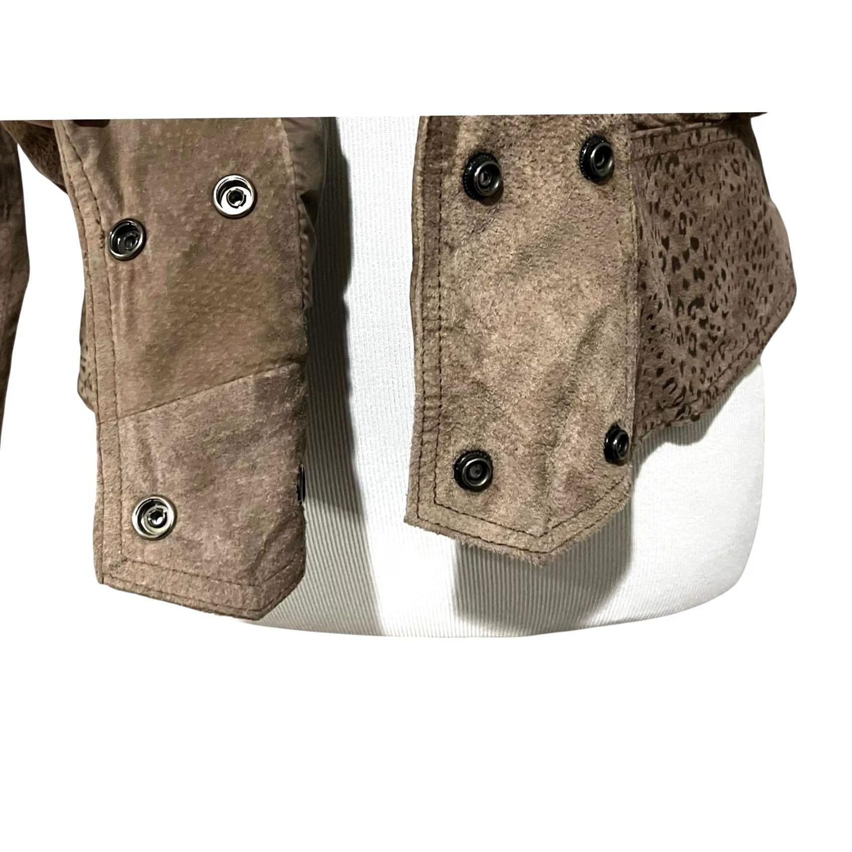Vintage VINTAGE Chia Leather Suede Jacket Big Shoulder Corset Tan Women’s Sz L 80s 90s Recipe: Shirt Size L / US 10 / IT 46 - 3 Thumbnail