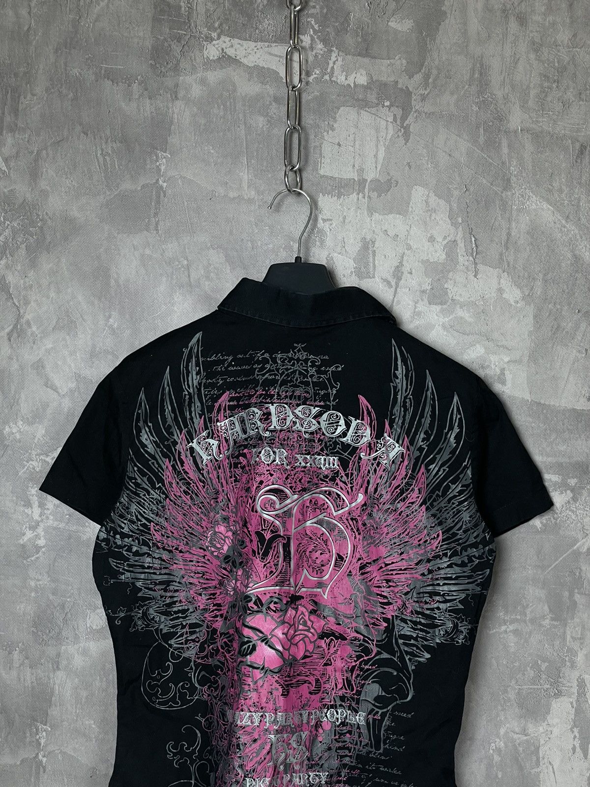 Vintage Y2K Affliction Womens Grunge Rhinestone Button Up Shirt Size M / US 6-8 / IT 42-44 - 2 Thumbnail