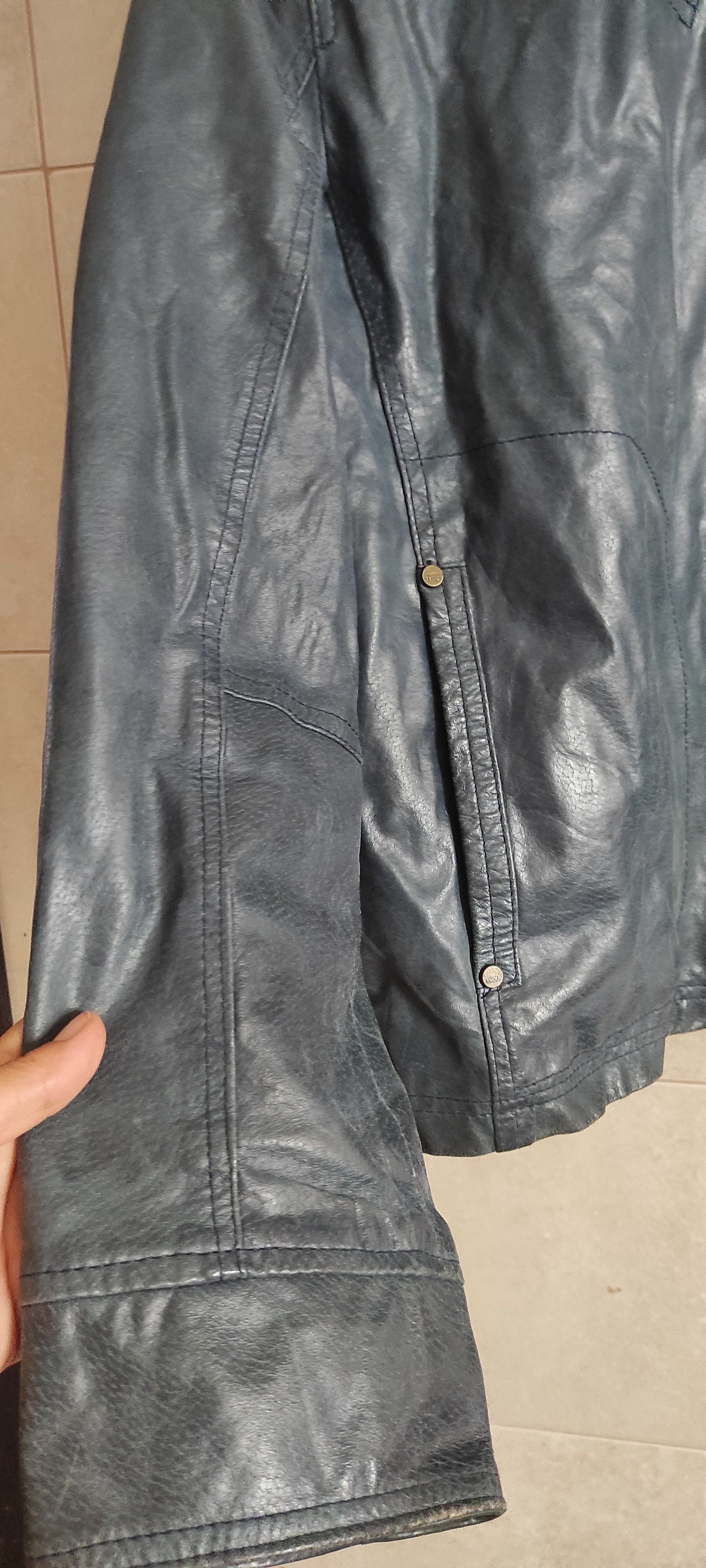 Other 4You Mens Leather Biker Classic Bomber Blue Jacket Size L Size US L / EU 52-54 / 3 - 6 Thumbnail