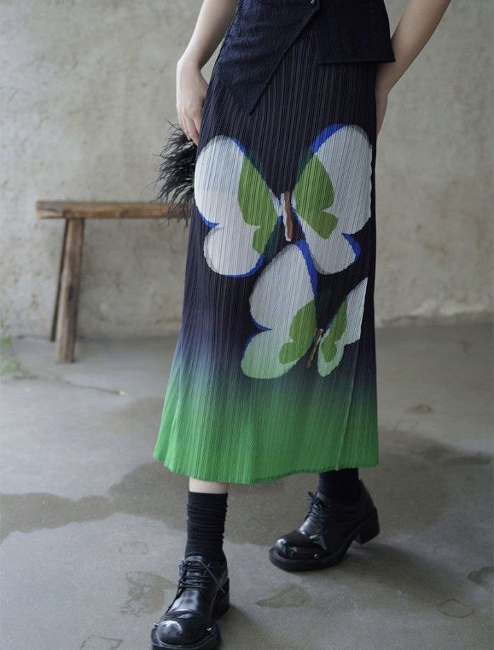 Other Butterfly Gradient Pleated Skirt Size 34" / US 12 / IT 48 - 4 Thumbnail