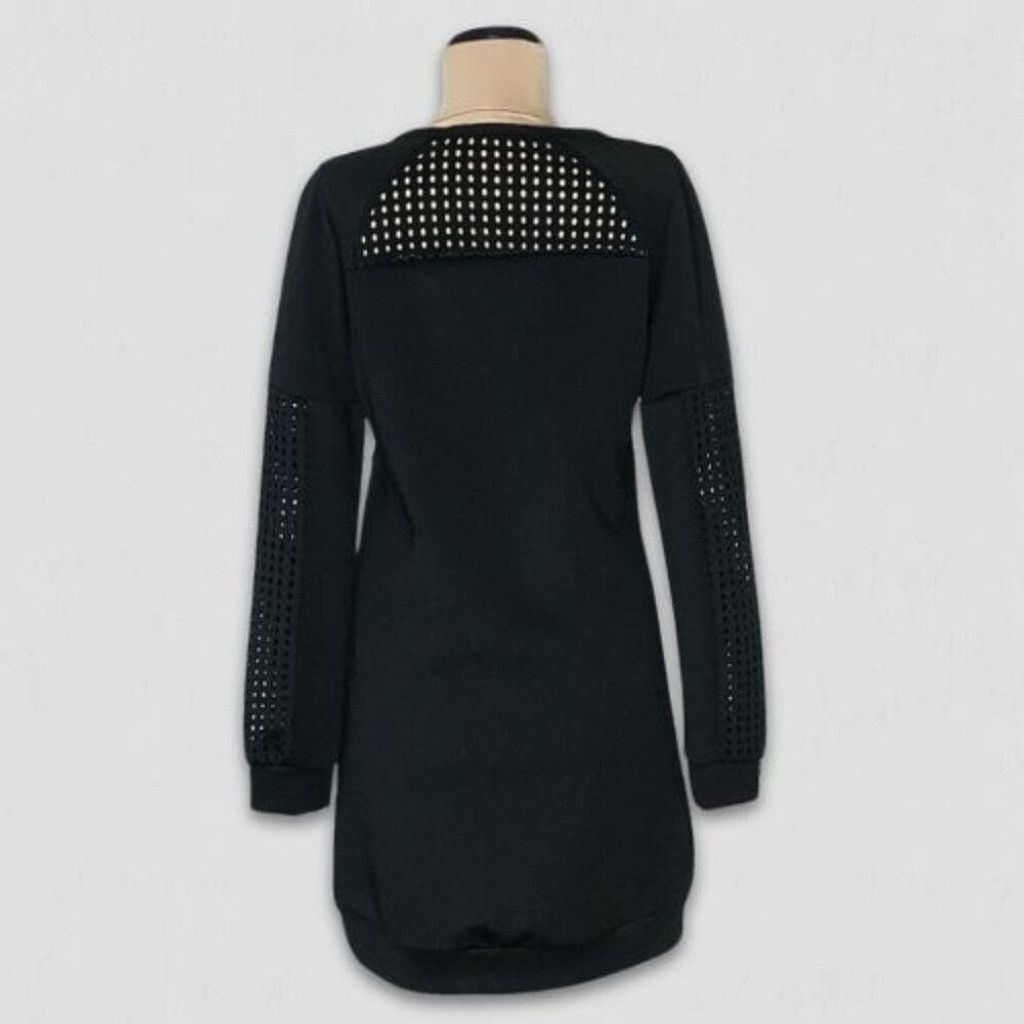 Fabletics Fabletics Sweatshirt Mini Dress black mesh Knee Length S Size S / US 4 / IT 40 - 2 Thumbnail