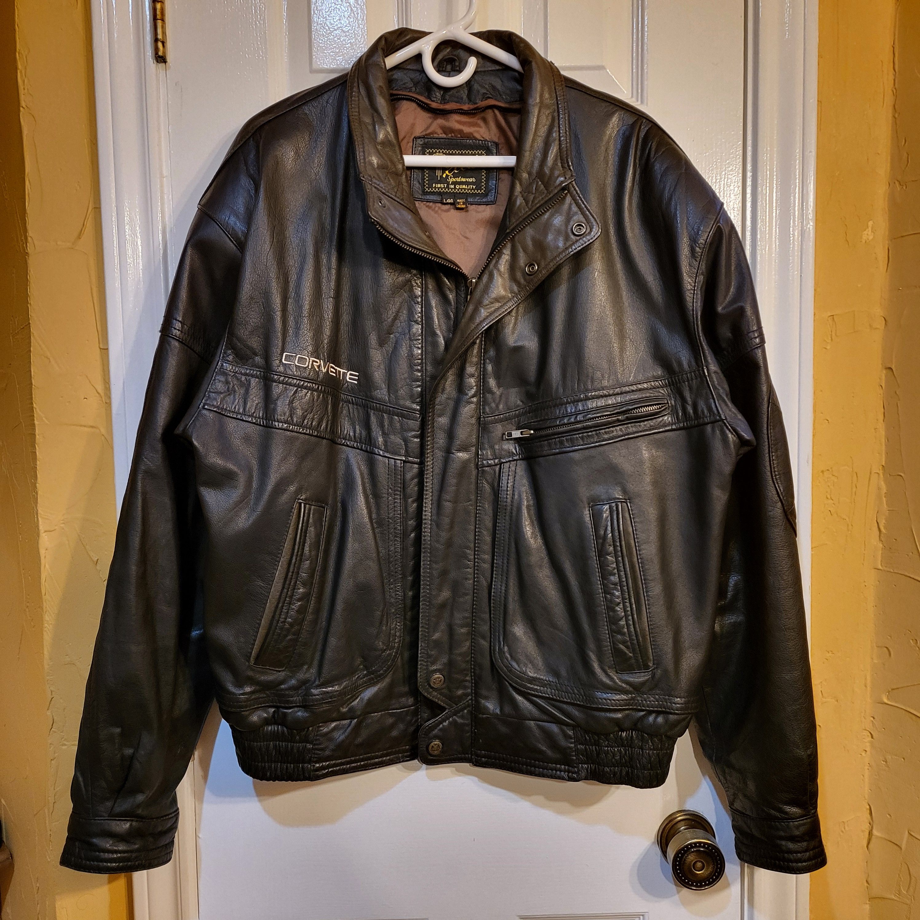 image of 90's Reed Leather Jacket Corvette Edition in Brown, Men's (Size Large)