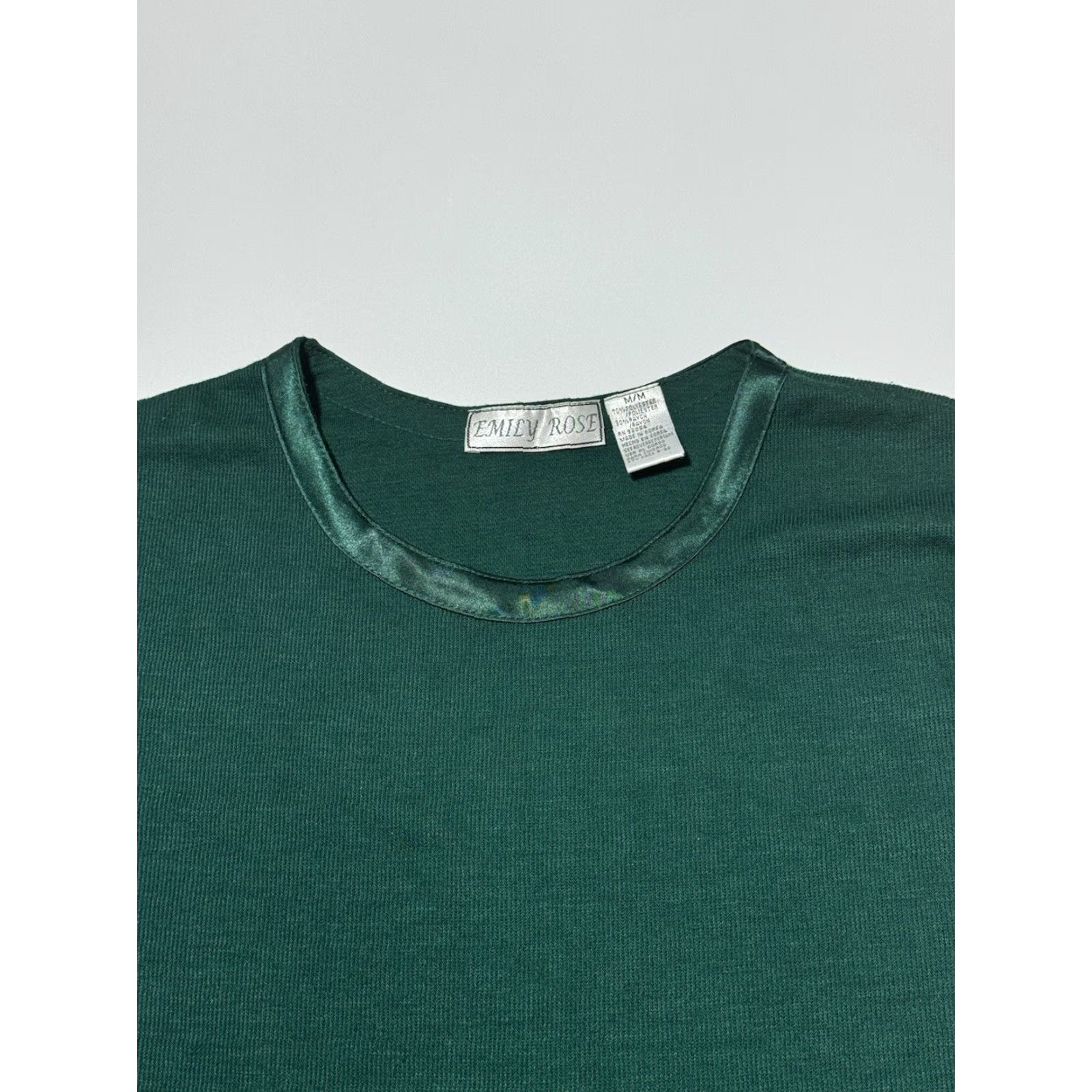 Vintage VINTAGE Emily Rose T-Shirt Shirt Women M Green Satin Neck 80s 90s Christmas Holiday Whimsigoth Retro Korea Ribbed Size M / US 6-8 / IT 42-44 - 7 Thumbnail