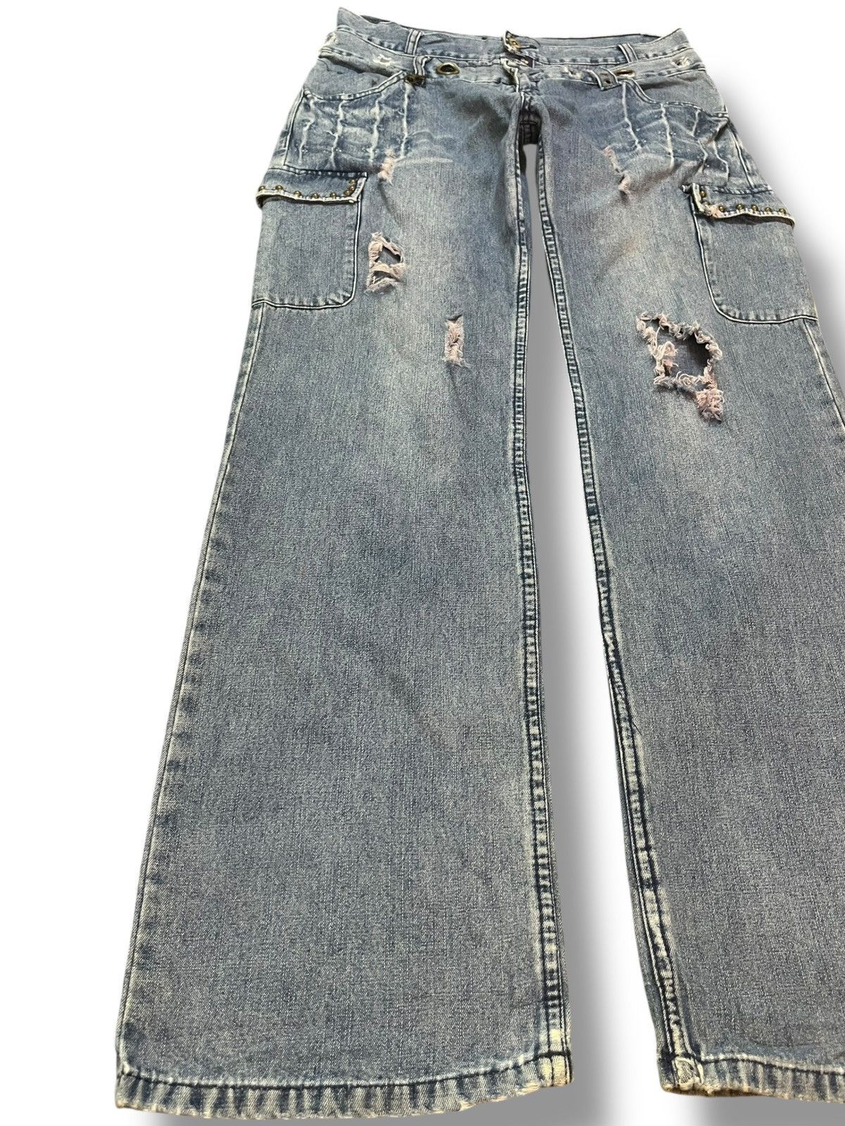 In The Attic Vintage In The Attic Homme Double Waist Studded Grunge Denim Size US 31 - 3 Thumbnail