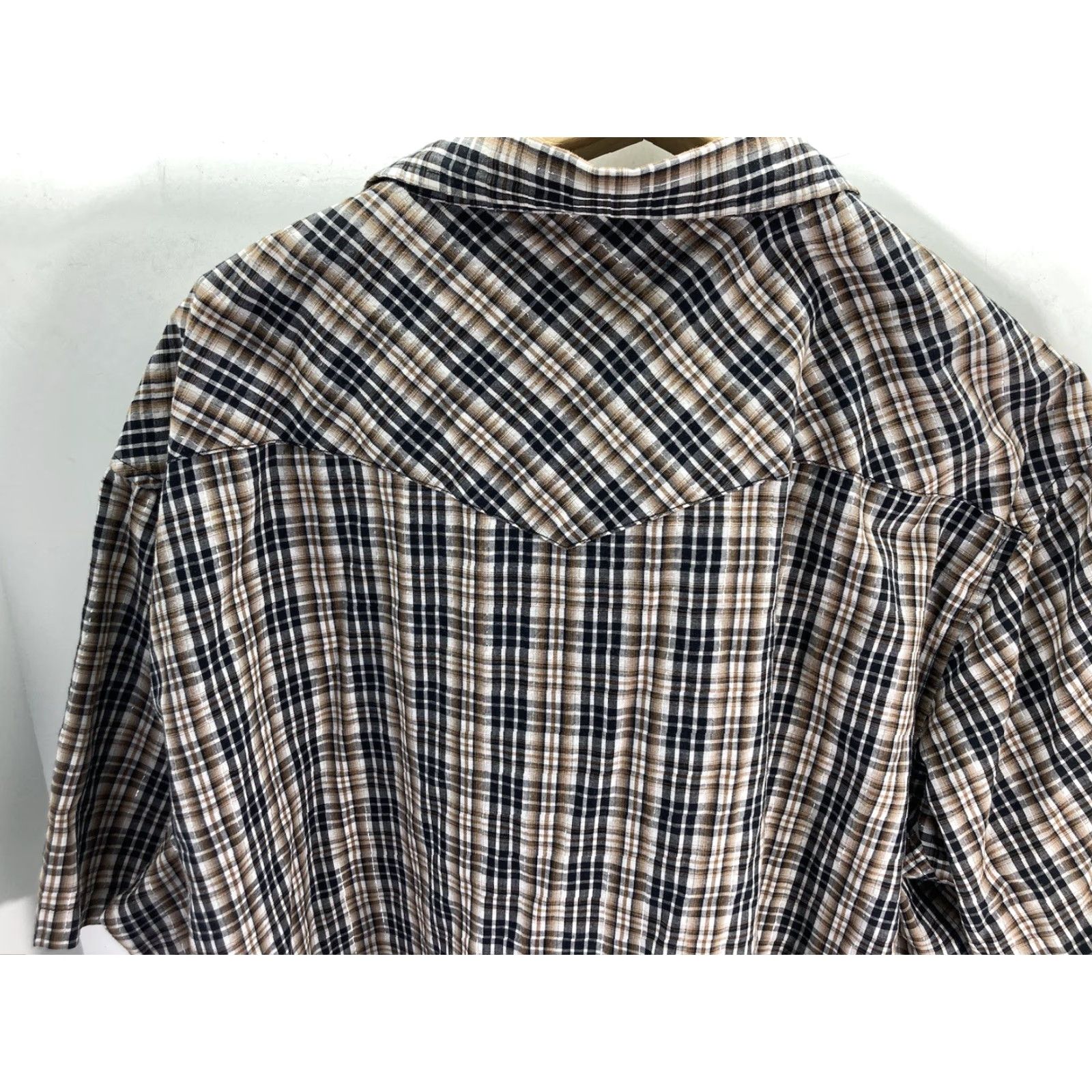 Wrangler Wrangler Shirt Men 3XL Pearl Snap Plaid Short Sleeve Brown Gold Threads Size US XXL / EU 58 / 5 - 7 Thumbnail