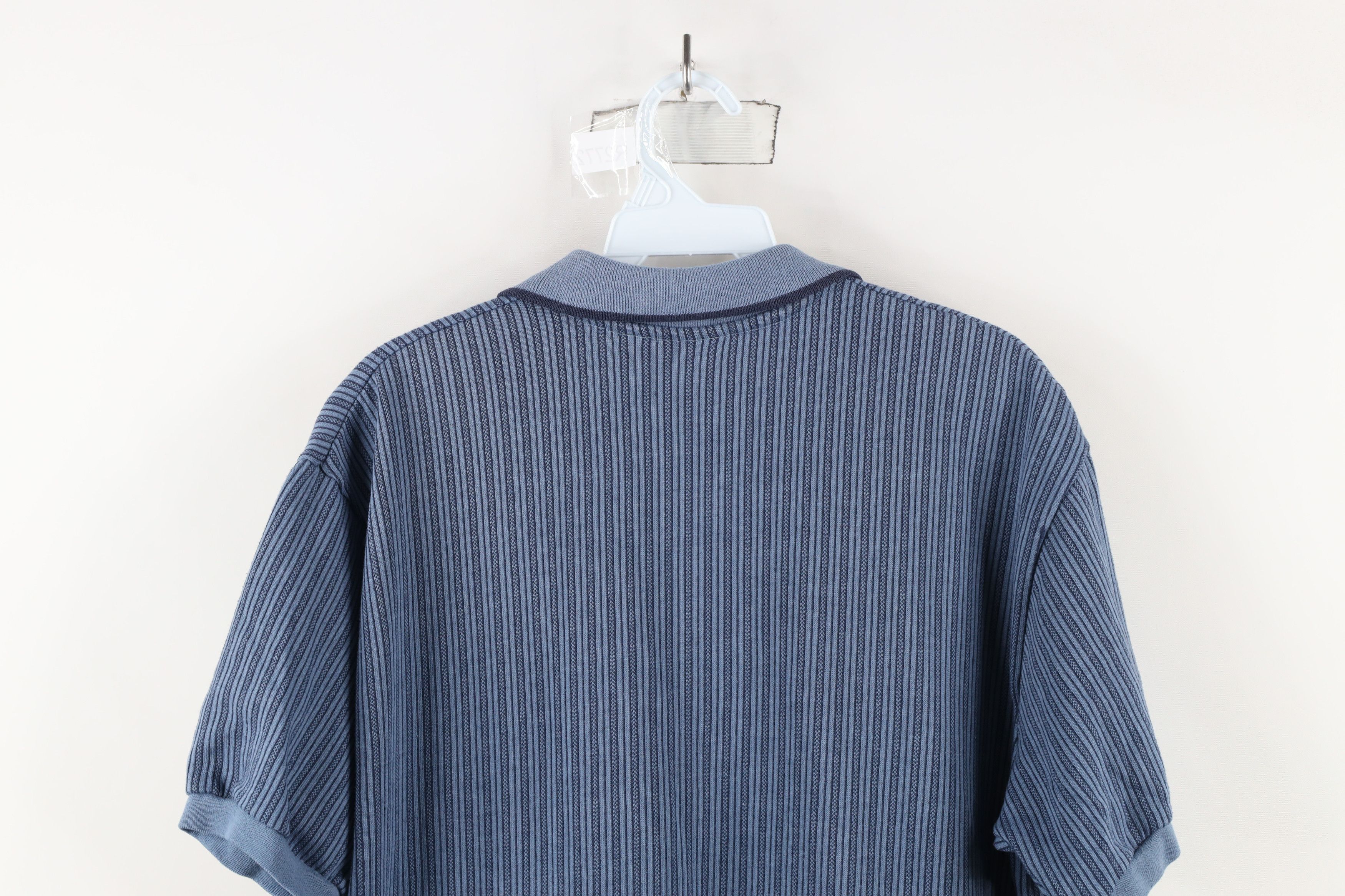 Vintage Vintage 90s Streetwear Striped Knit Collared Polo Shirt Blue Size US M / EU 48-50 / 2 - 11 Thumbnail