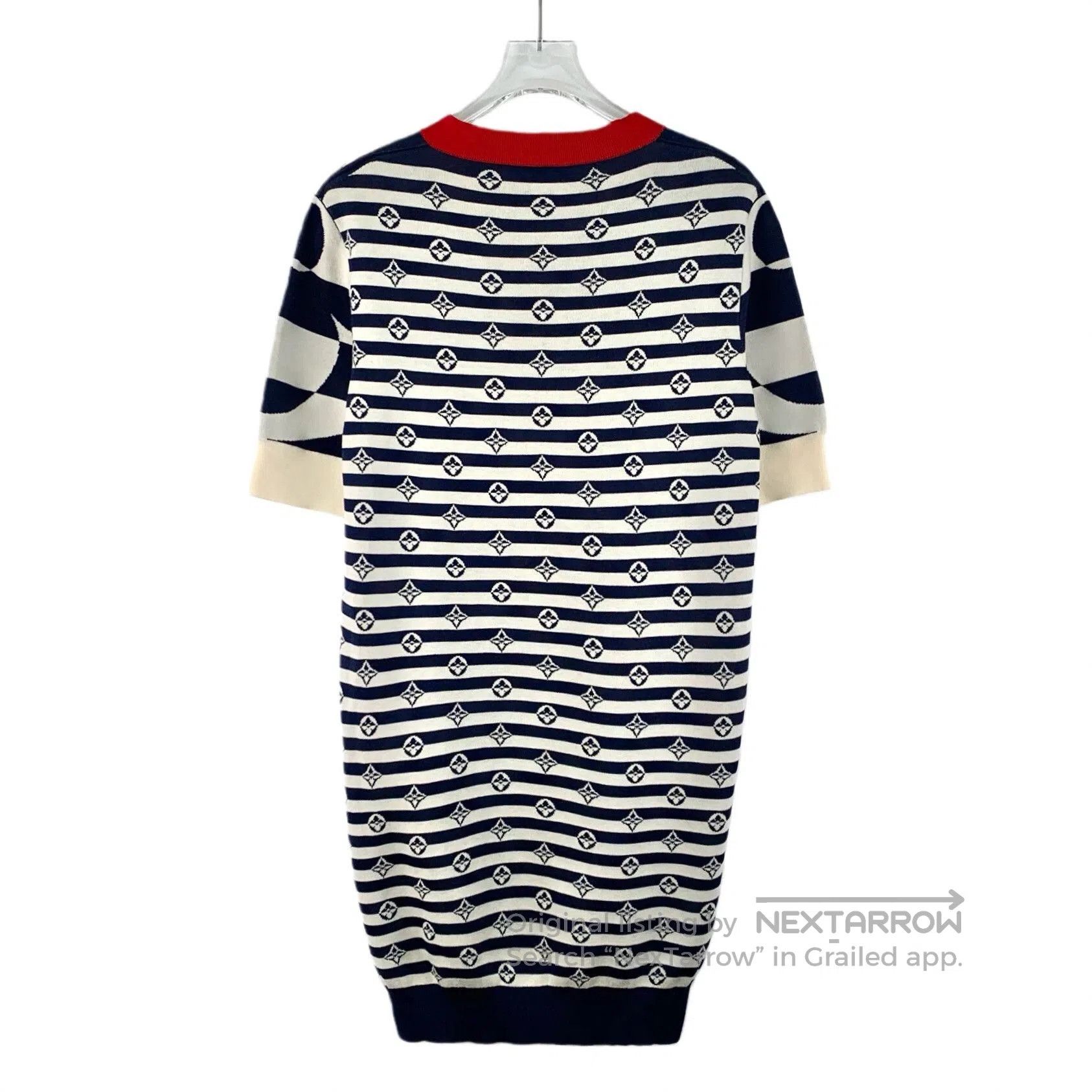 Louis Vuitton Louis Vuitton Logo Striped Silk V-Neck Dress. Size XS / US 0-2 / IT 36-38 - 2 Thumbnail