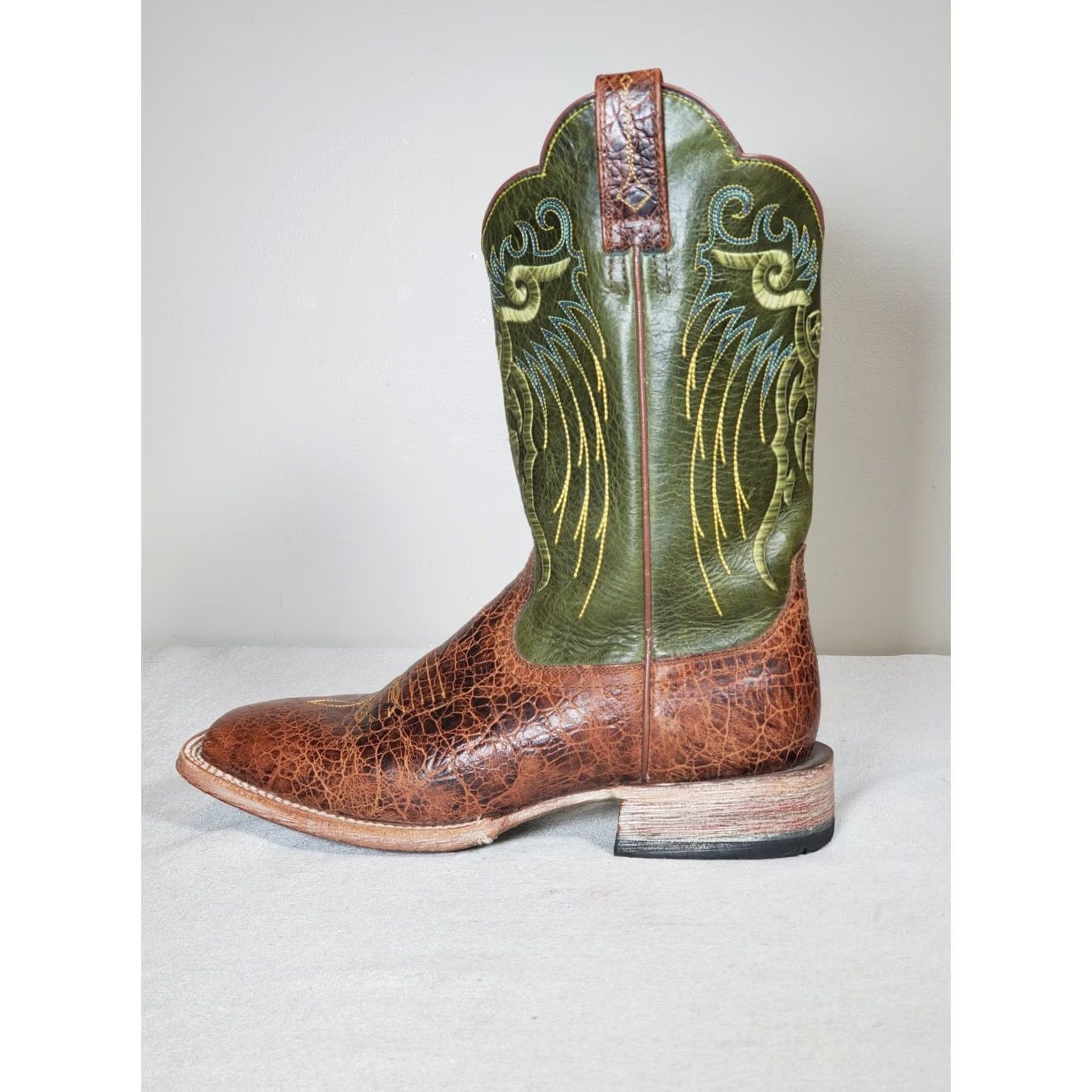 Ariat Ariat Mesteno Broad Square Toe Western Boots Men US 8.5 EE Adobe Clay / Lime Green Brown Leather Square Toe Boots Mens Western Shoes Boots Size US 9 / EU 42 - 5 Thumbnail