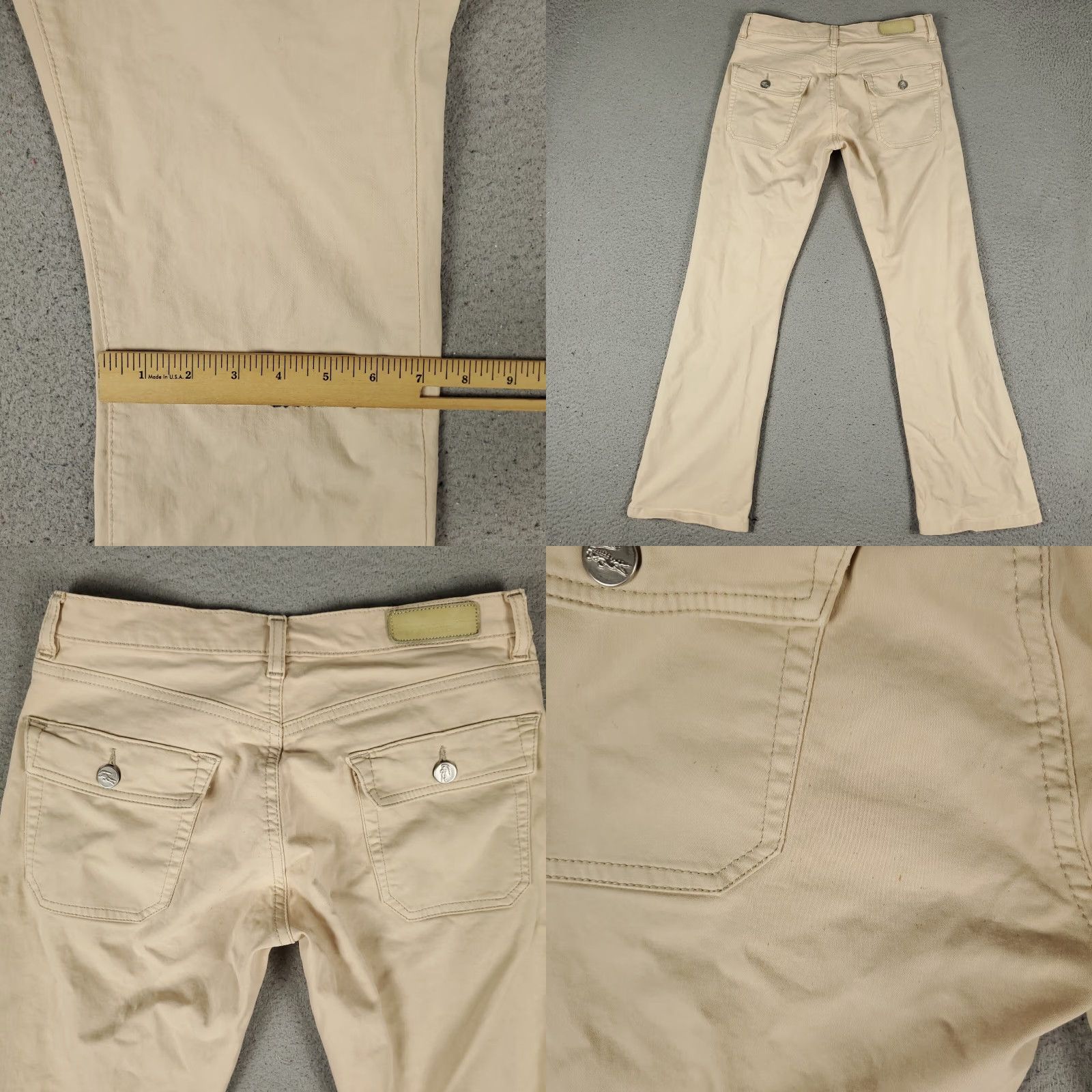 Lacoste Lacoste Jeans Womens Bootcut Denim Pants Size 28 Beige Regular Fit 5-Pocket Size 28" / US 6 / IT 42 - 8 Thumbnail