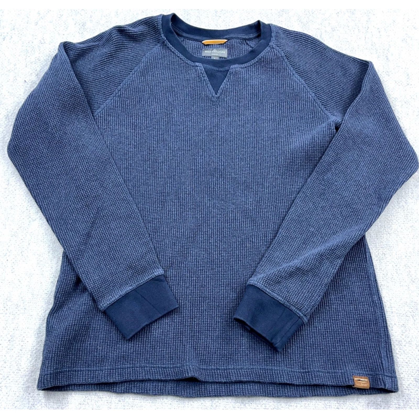 Vintage VINTAGE LL Bean Sweater Men Large Blue Waffle Knit Crewneck Thermal Pullover Signature Size US L / EU 52-54 / 3 - 2 Thumbnail