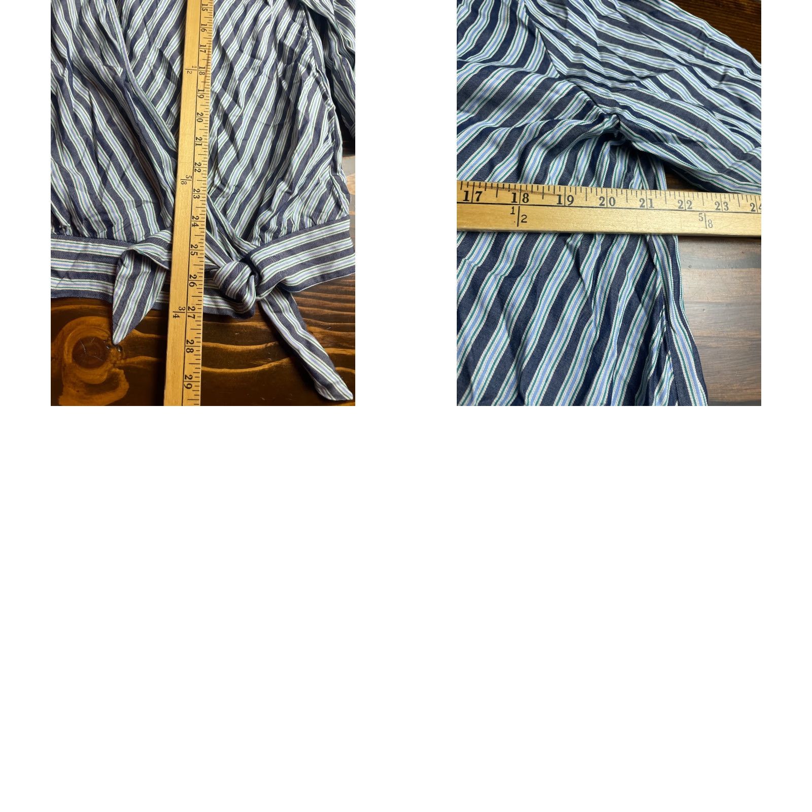 Nautica Nautica Jean Co. Wrap Blouse Shirt Womens Large Blue Green Striped 3/4 Sleeve Tie Hem Vintage No (adjust if vintage) Size L / US 10 / IT 46 - 8 Thumbnail