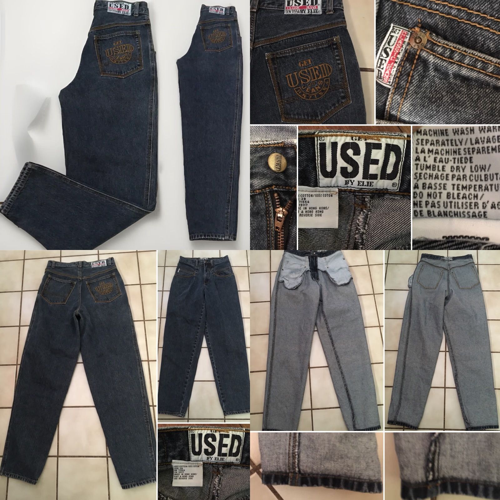 Vintage VINTAGE Get Used Jeans 90s Hip Hop Denim Blue 29 in Waist Mens Womens 1990s Size 29" - 8 Thumbnail