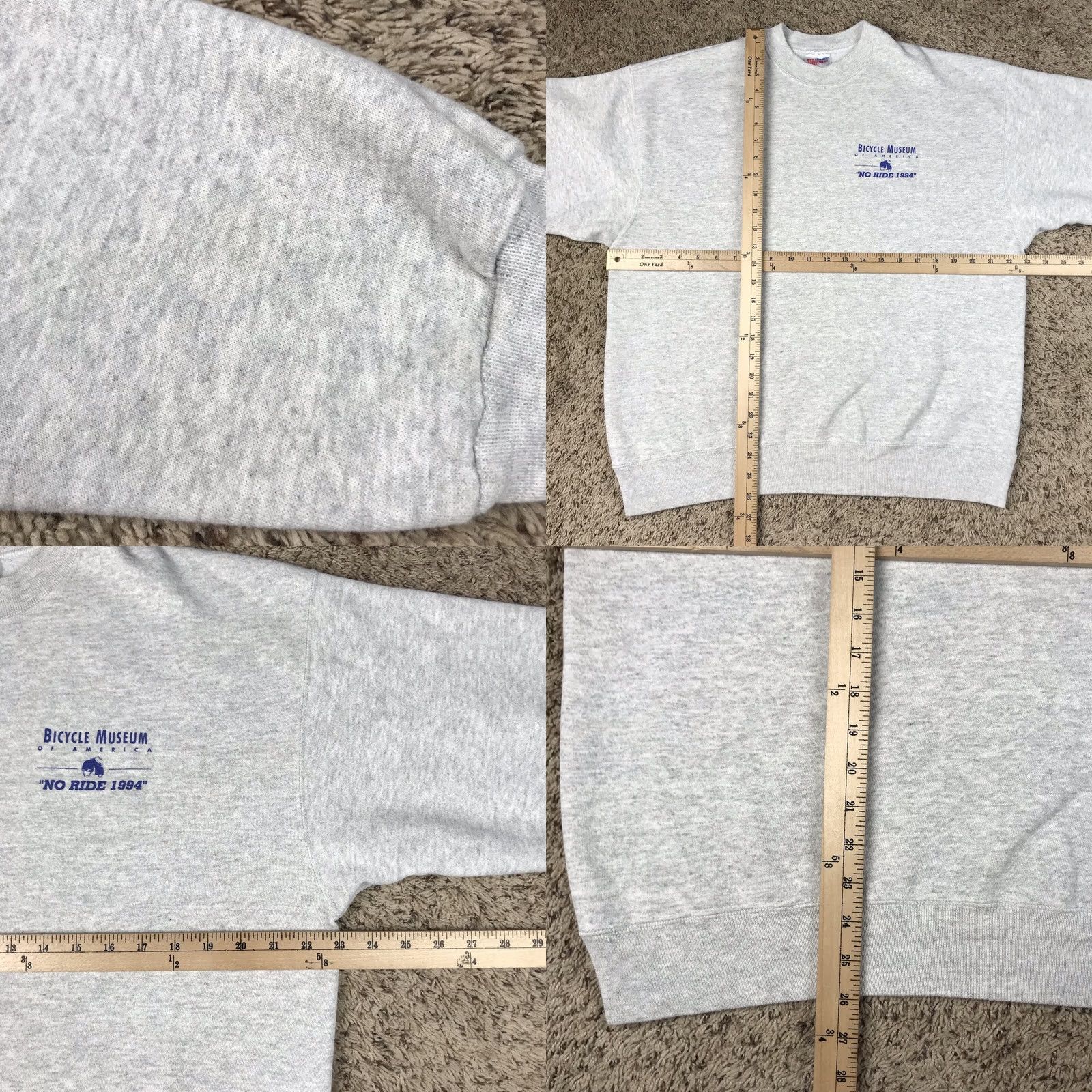 Hanes VINTAGE Bicycle Museum Of America 1994 Gray Crewneck Sweatshirt Large Hanes Activewear Mens 90s Graphic Print Size US L / EU 52-54 / 3 - 8 Thumbnail