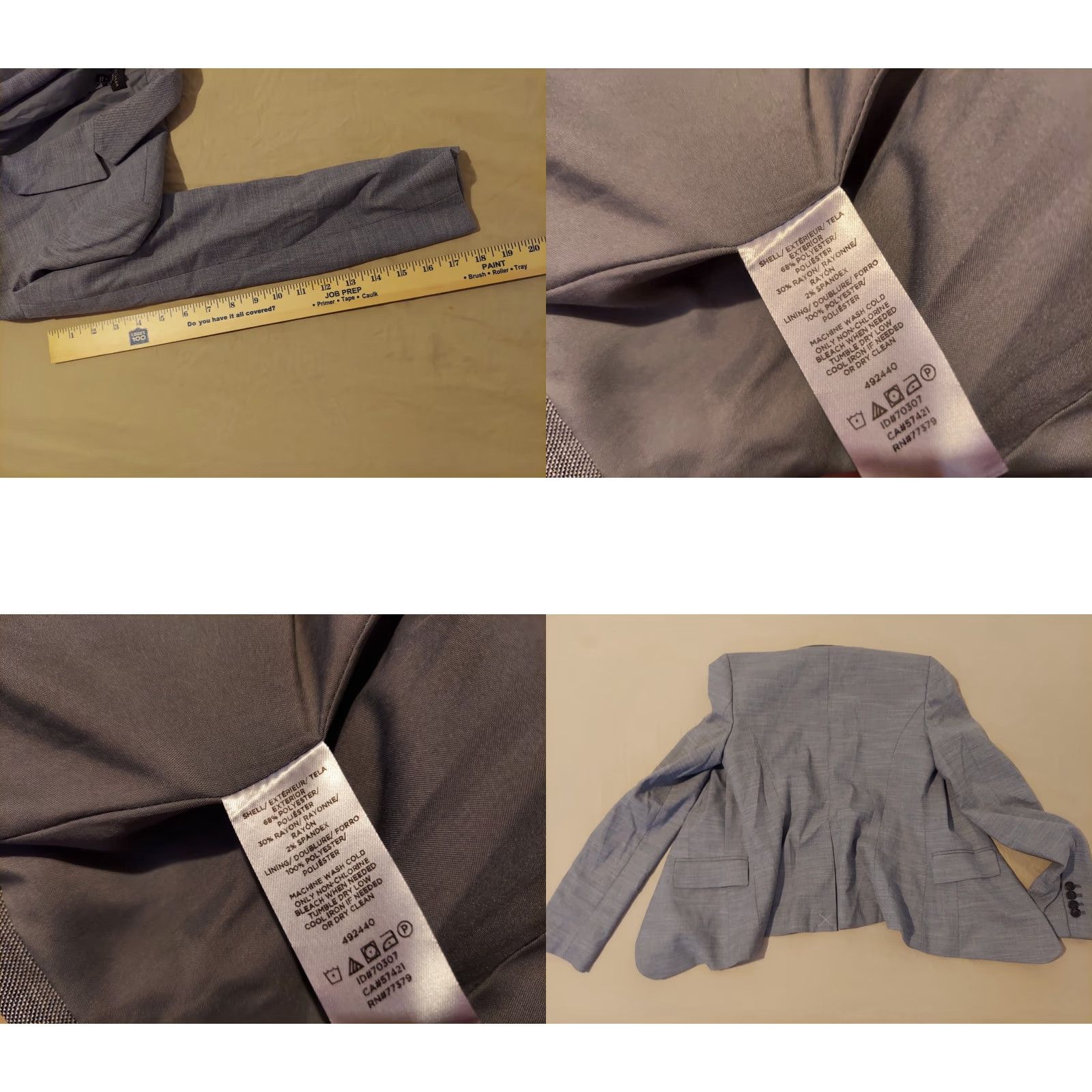 Ann Taylor VINTAGE? (No) Ann Taylor Blazer Jacket Womens 0 Gray Blue Basic Jacket - Women - Size 0 - Polyester - Regular Size XS / US 0-2 / IT 36-38 - 8 Thumbnail