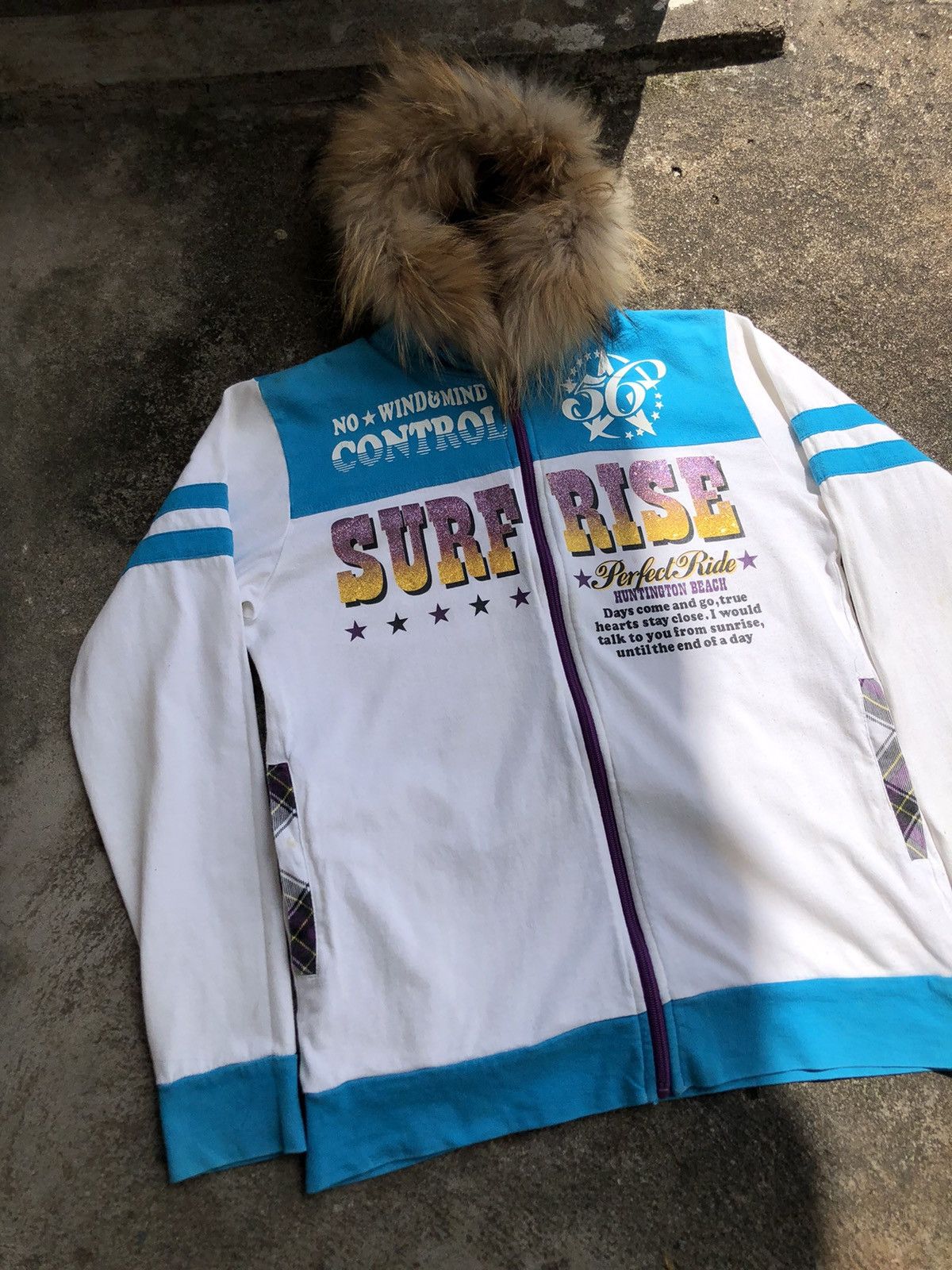 Vintage Oblo Design Japanese SWAG! Fur Glitter Vintage Poem Zip Up Size US M / EU 48-50 / 2 - 2 Thumbnail