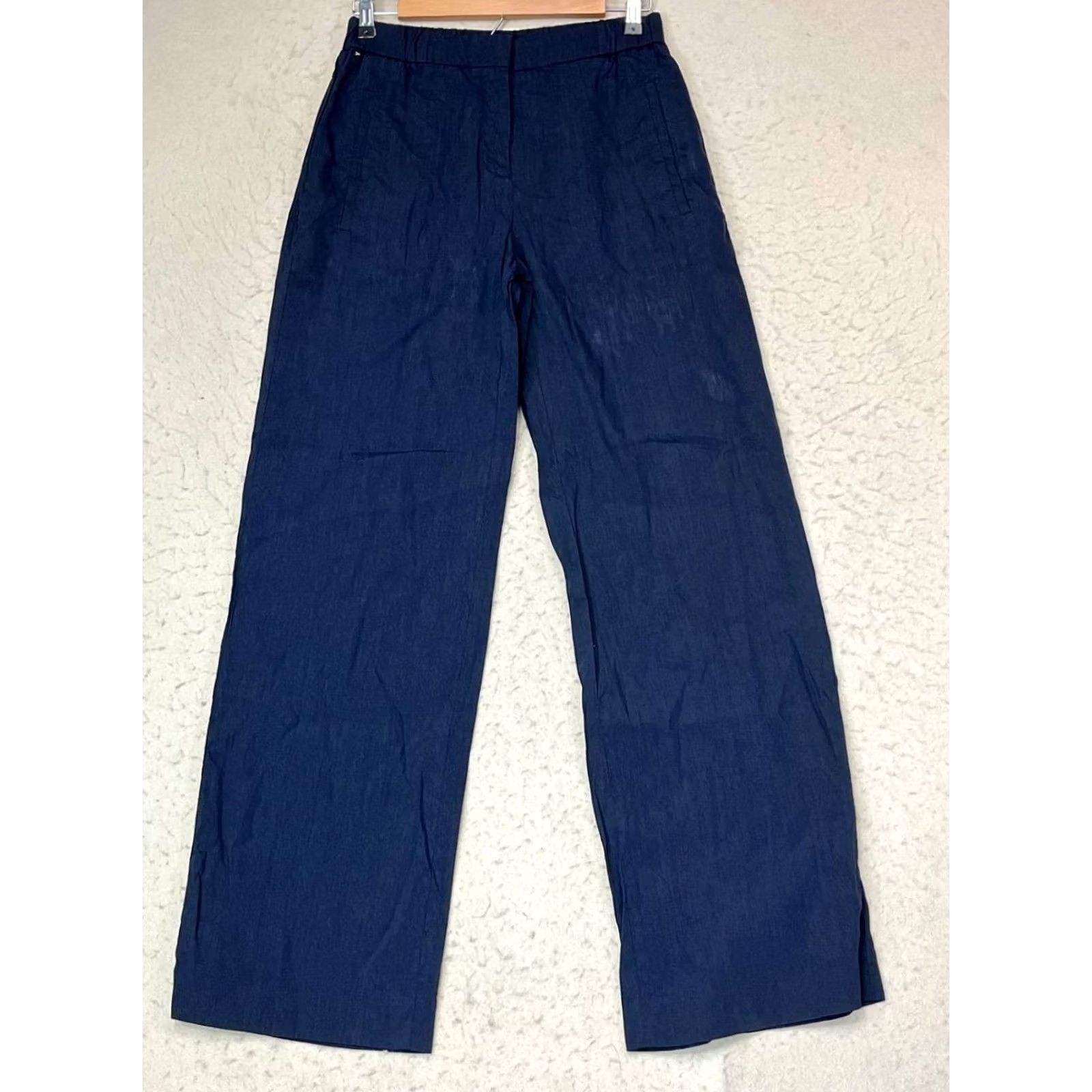 Vintage BOSS Linen Blend Blue Dress Pants Women Size 2 Wide-Leg See Pics Size 26" / US 2 / IT 38 - 2 Thumbnail