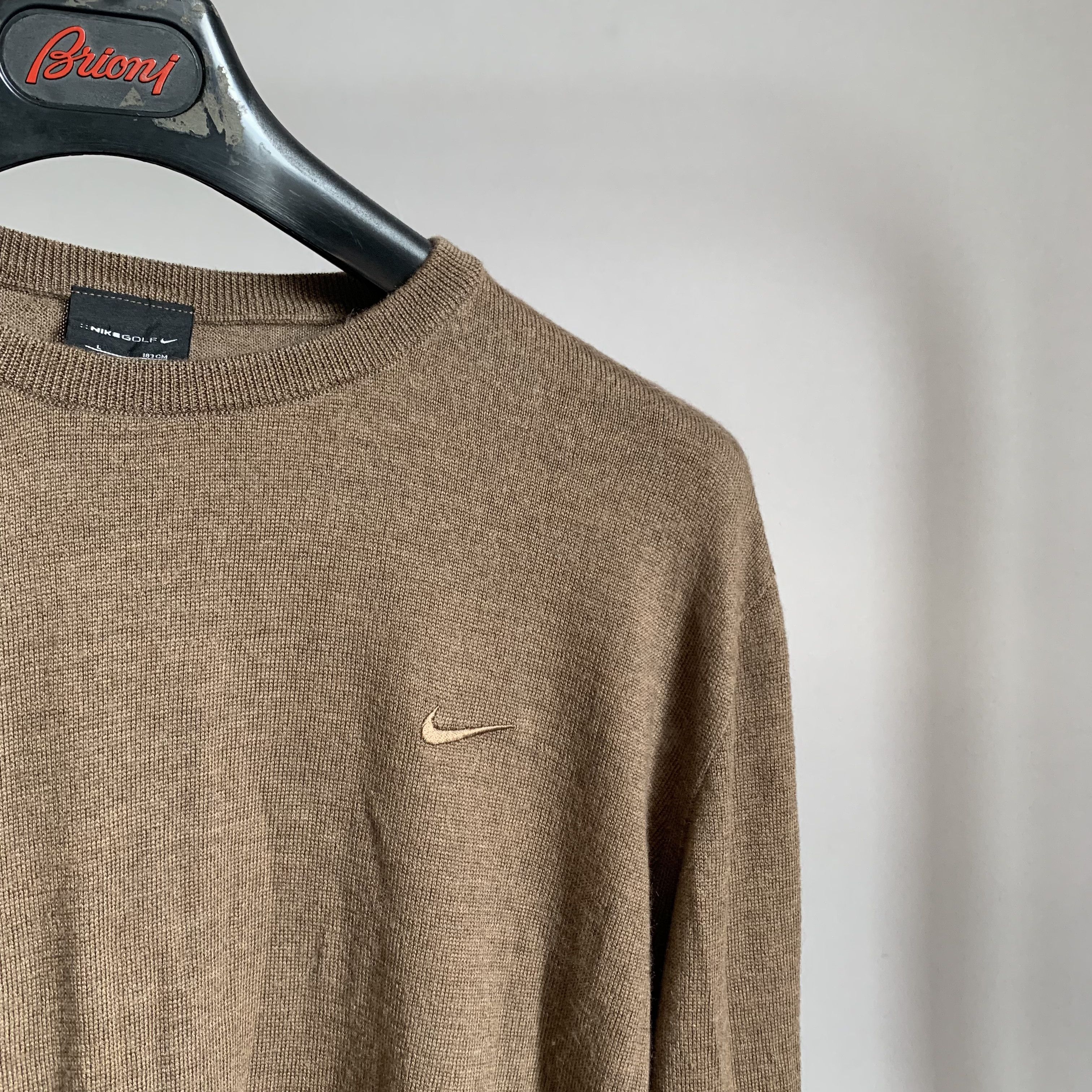 Nike × Vintage Nike Vintage Rare Brown CrewNeck Baggy Wool Sweater Size US L / EU 52-54 / 3 - 2 Thumbnail