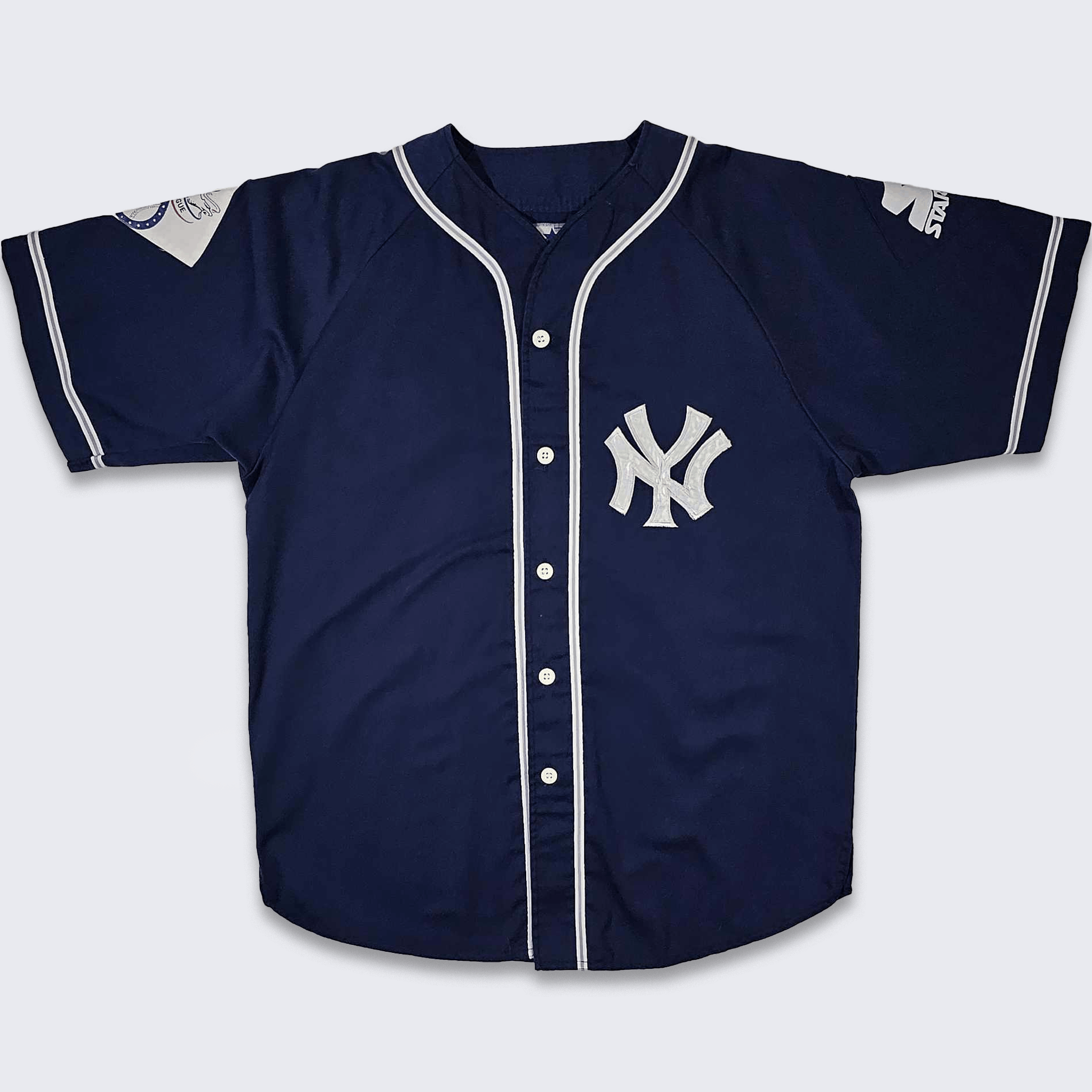 image of New York Yankees Vintage 90's Starter Baseball Jersey in Dark Navy Blue, Men's (Size Medium)