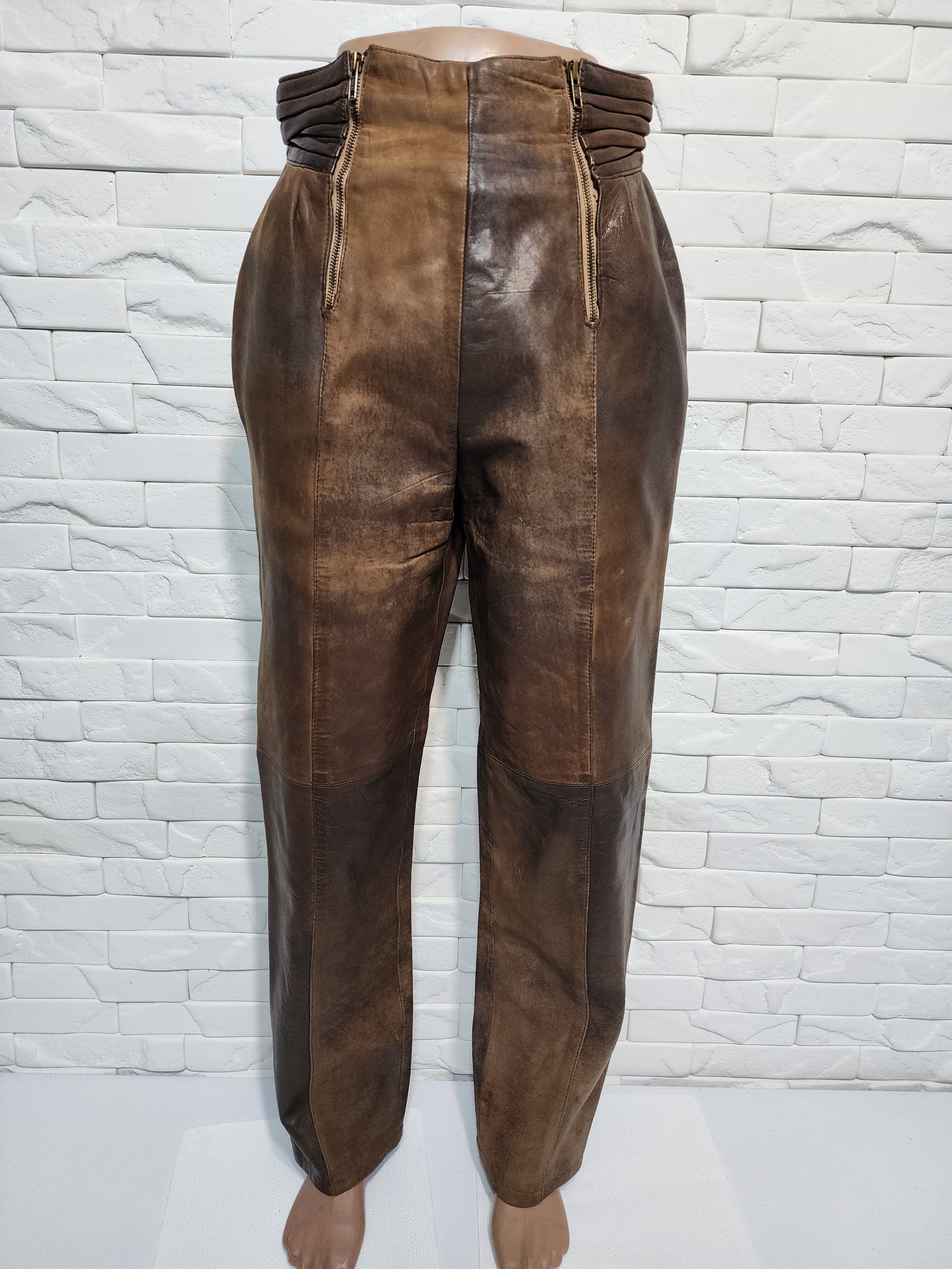 Genuine Leather Genuine Leather Brown Pants: Size 27" / US 4 / IT 40 - 1 Thumbnail