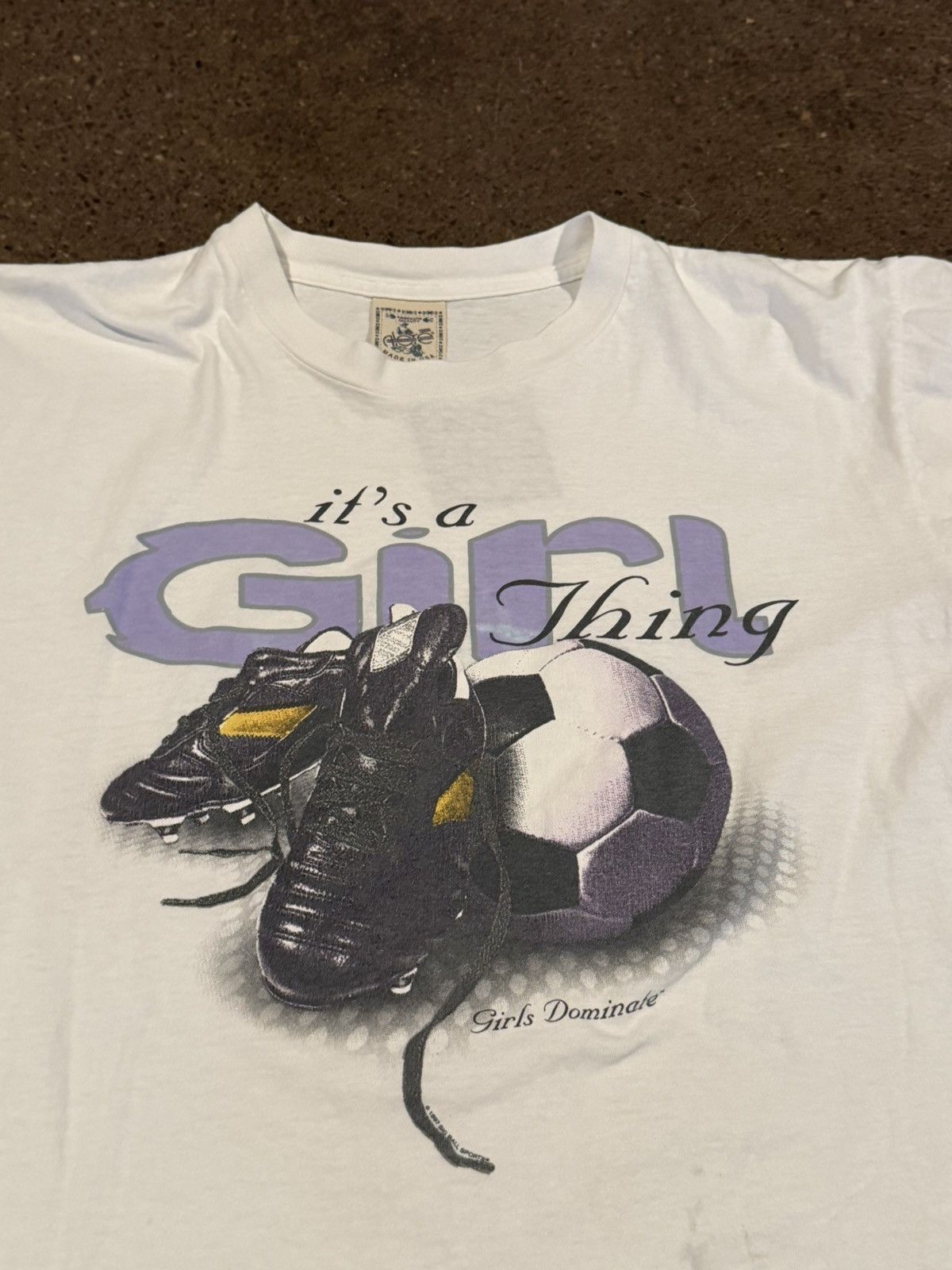 Vintage single stitch 97 “its a girl thing” soccer tee