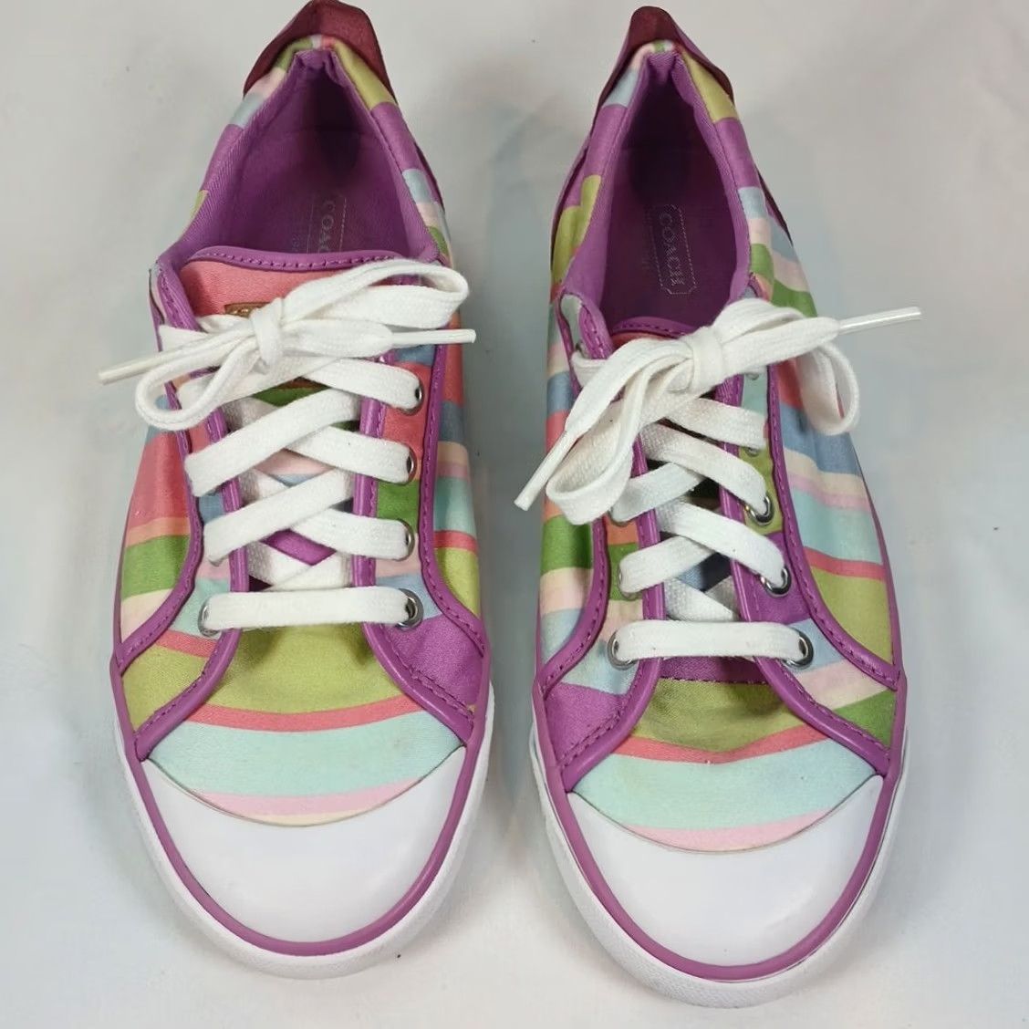 Coach Coach Barrett Pastel Stripes Canvas Sneaker Women 7.5B Multicolor Lace Up Casual Shoes Size US 8 / IT 38 - 6 Thumbnail